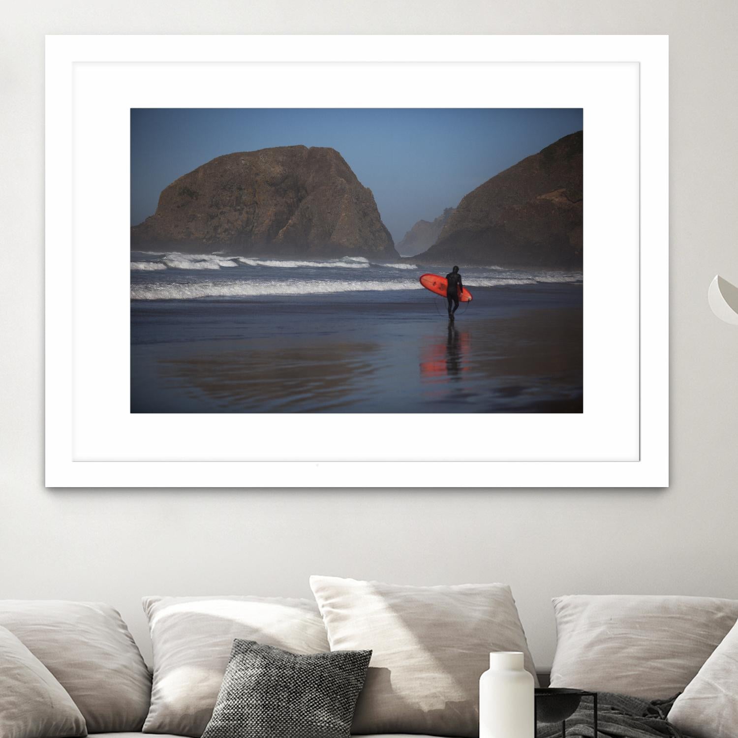 Cannon Beach in the Mist by Aaron Matheson on GIANT ART - blue sea scene