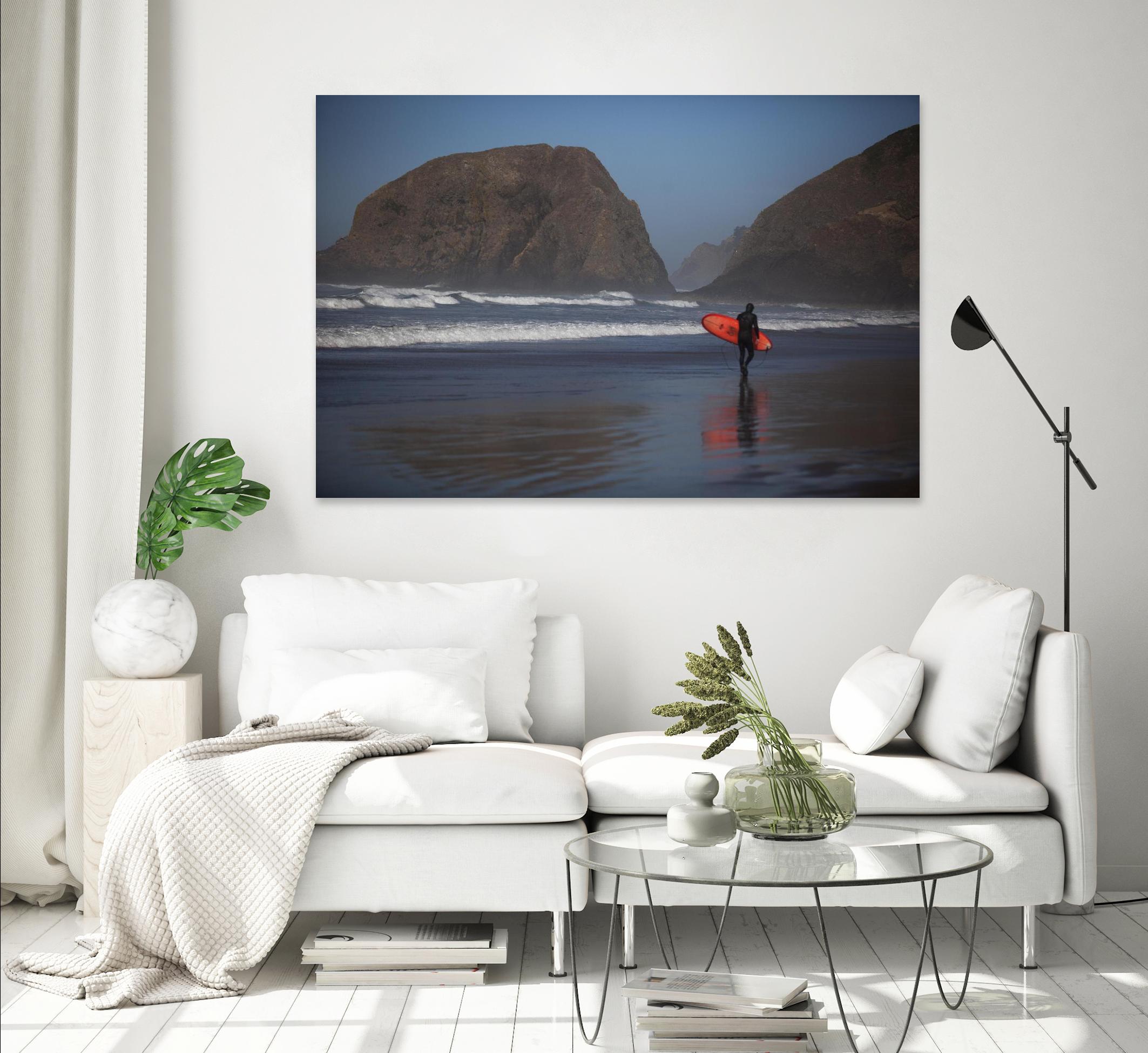 Cannon Beach in the Mist by Aaron Matheson on GIANT ART - blue sea scene
