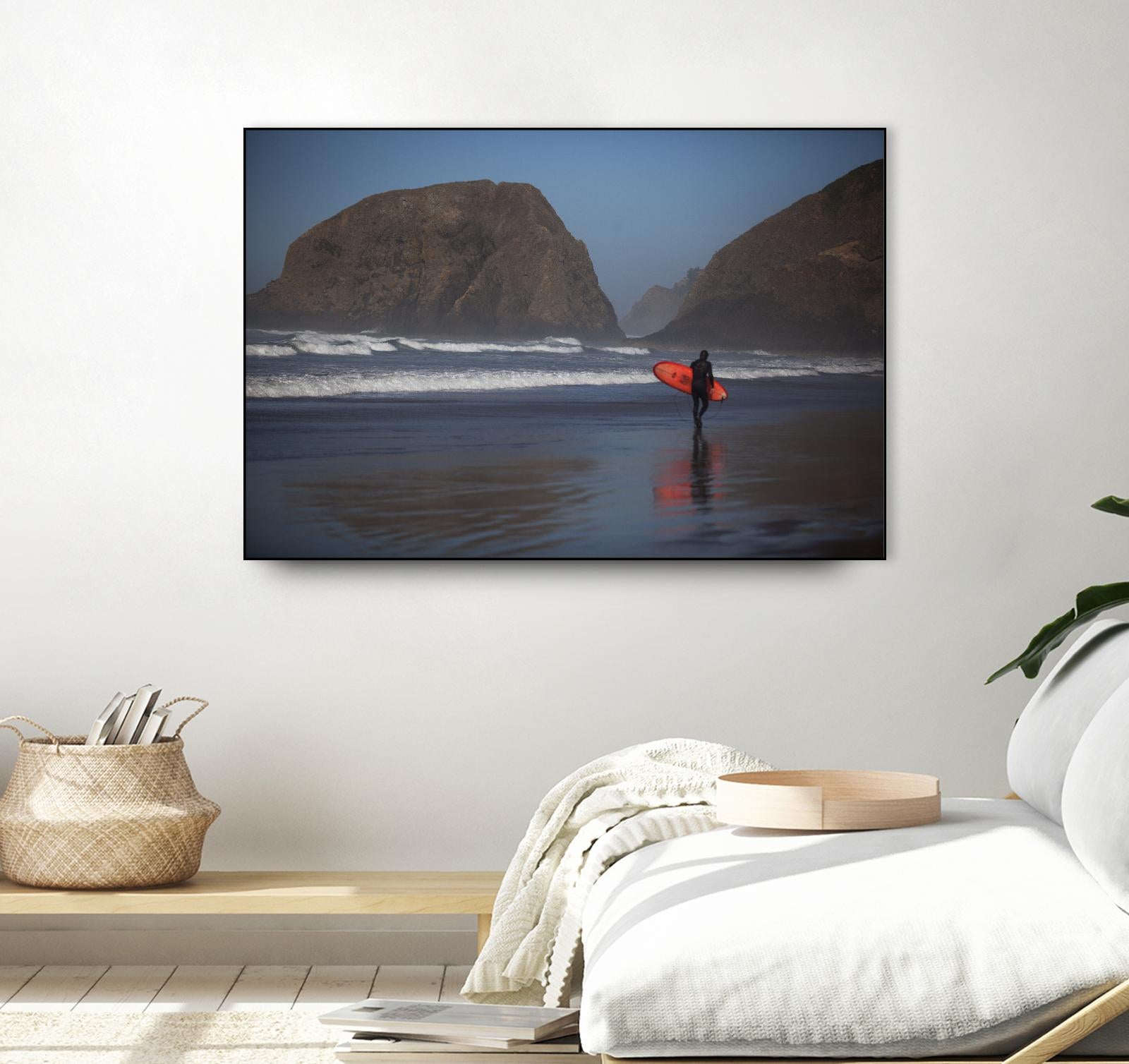 Cannon Beach in the Mist by Aaron Matheson on GIANT ART - blue sea scene