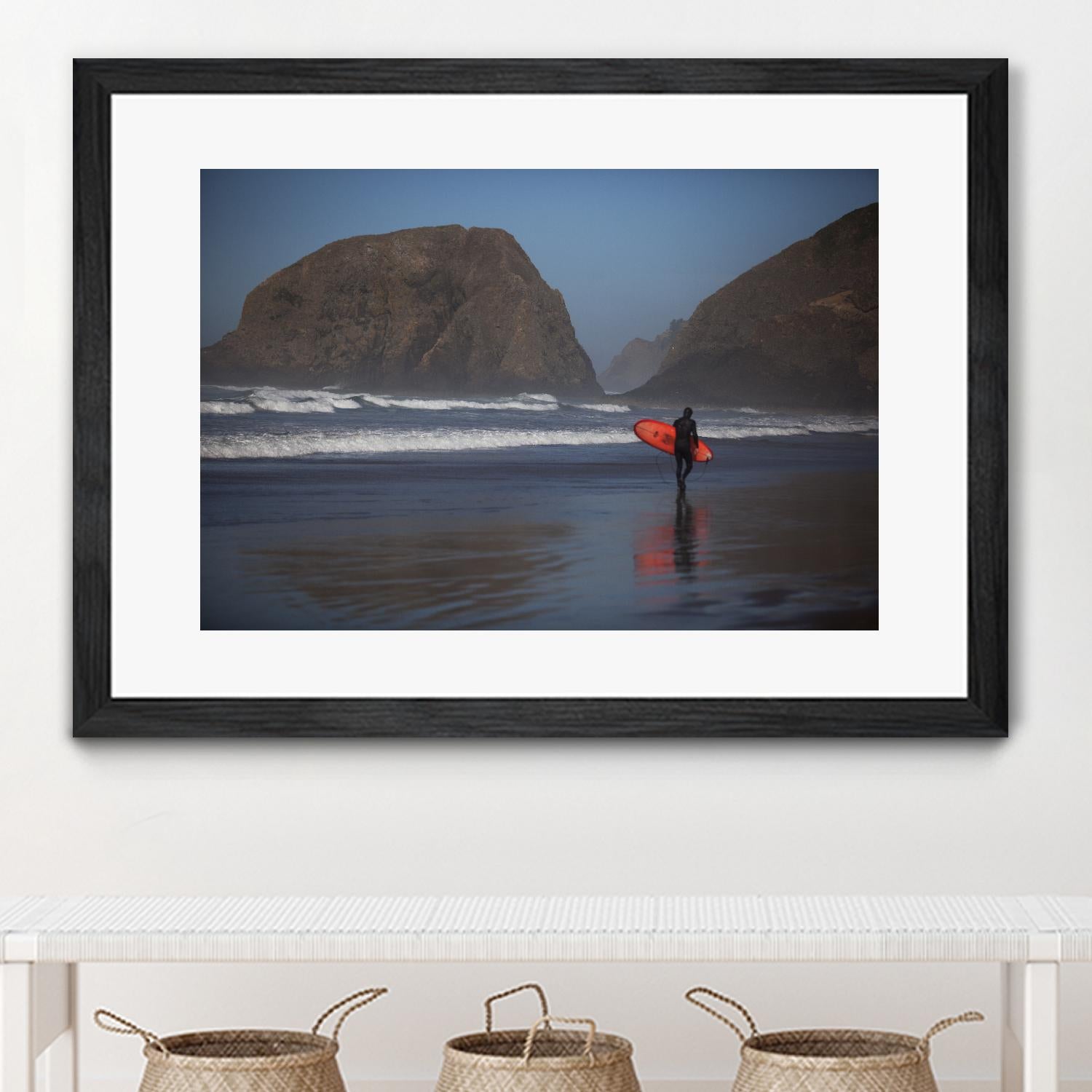 Cannon Beach in the Mist by Aaron Matheson on GIANT ART - blue sea scene