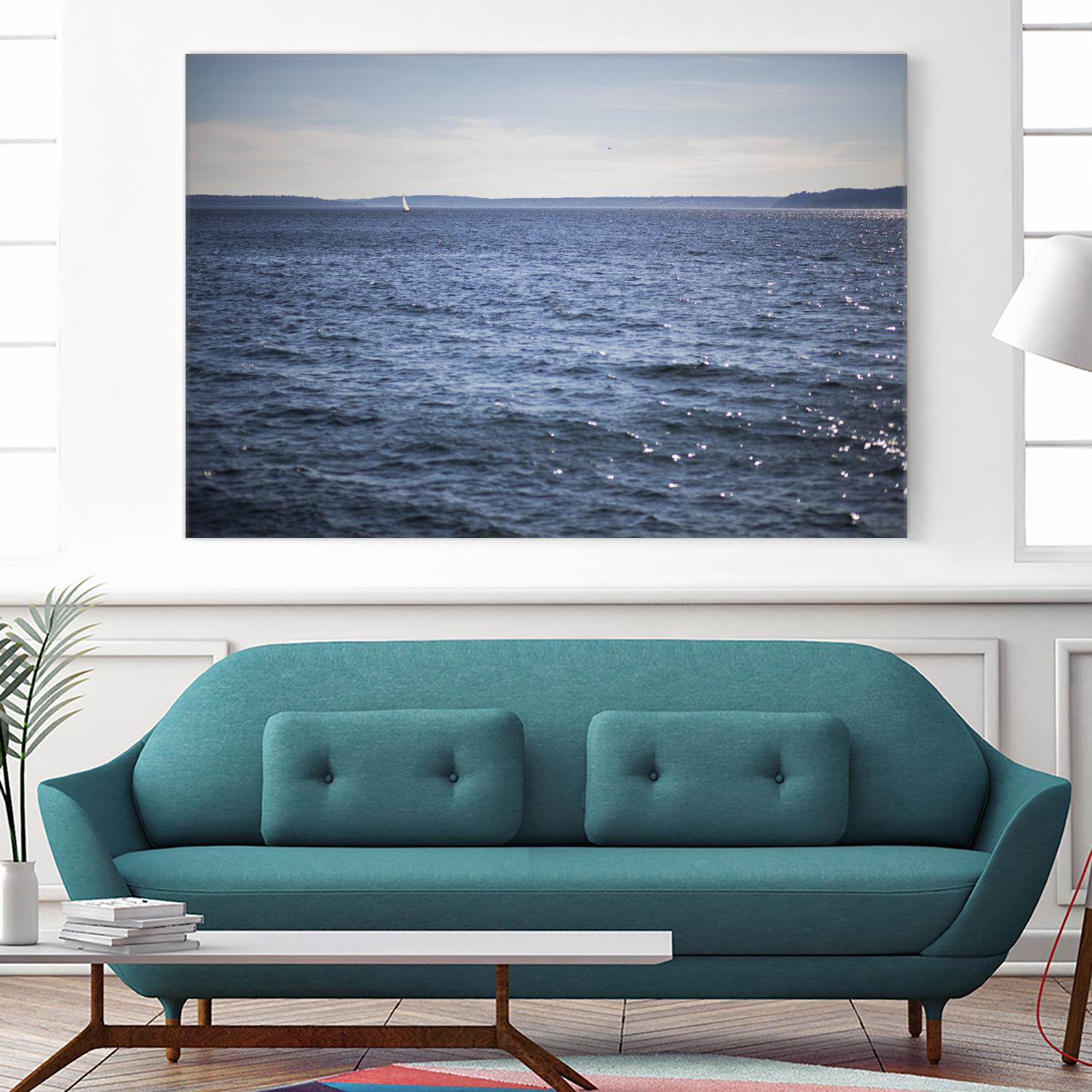 Lone Sailer by Aaron Matheson on GIANT ART - beige sea scene