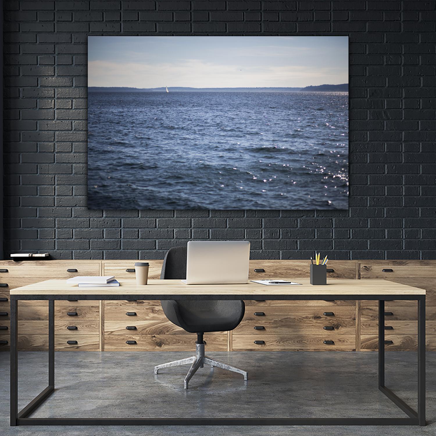 Lone Sailer by Aaron Matheson on GIANT ART - beige sea scene