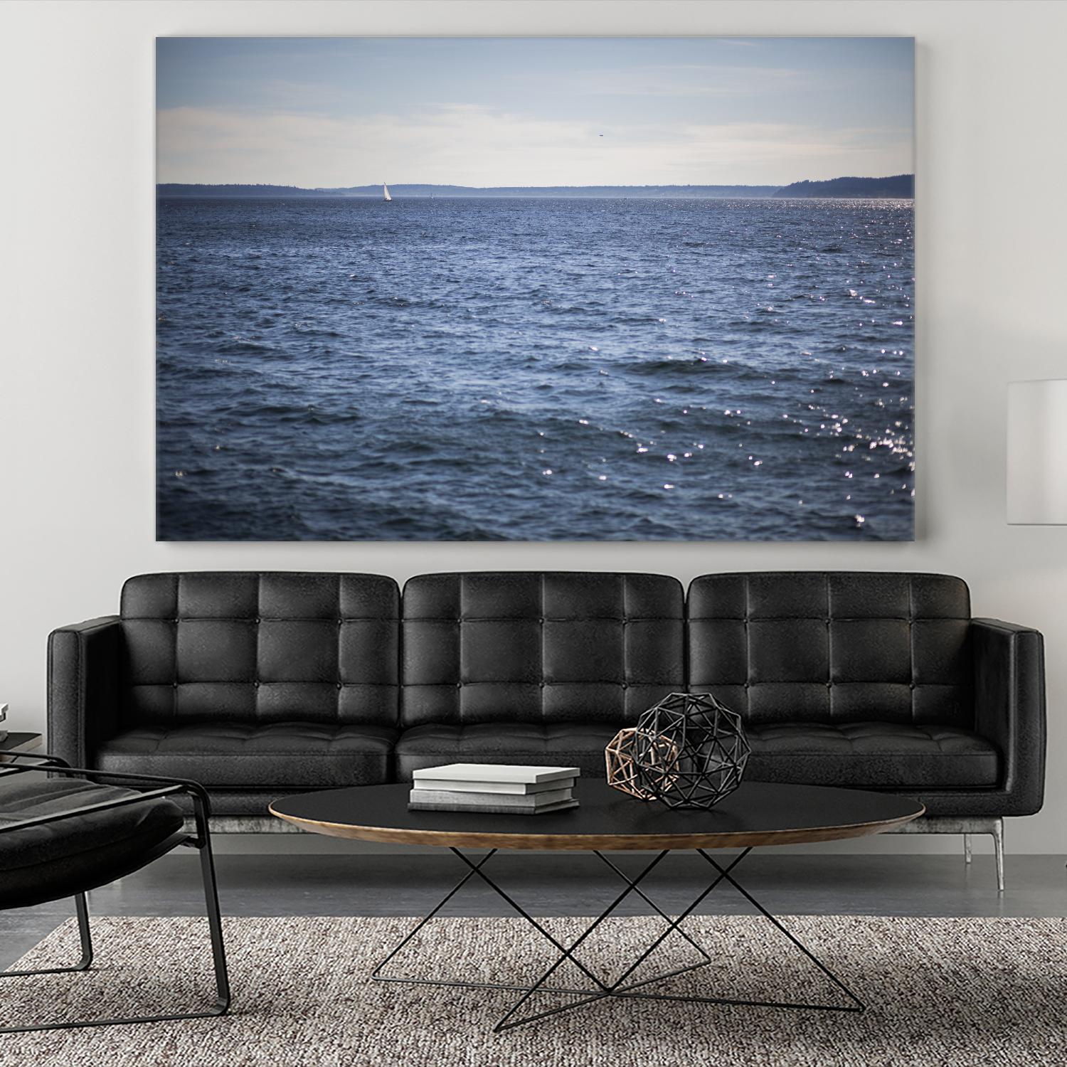 Lone Sailer by Aaron Matheson on GIANT ART - beige sea scene