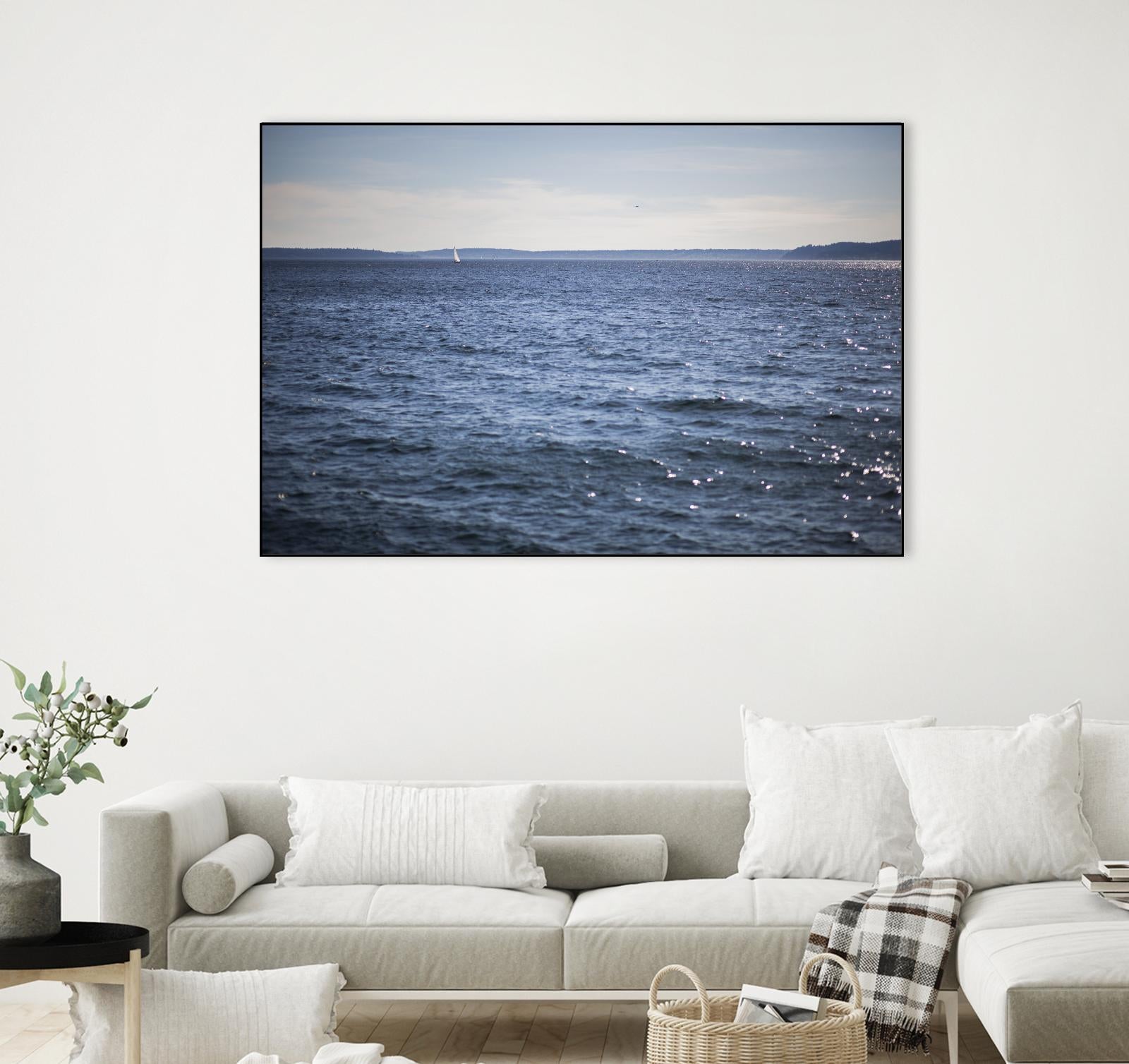 Lone Sailer by Aaron Matheson on GIANT ART - beige sea scene