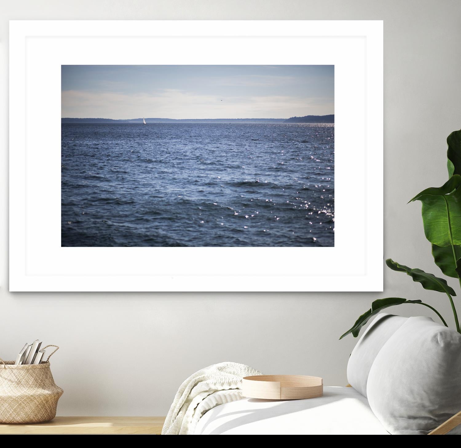 Lone Sailer by Aaron Matheson on GIANT ART - beige sea scene