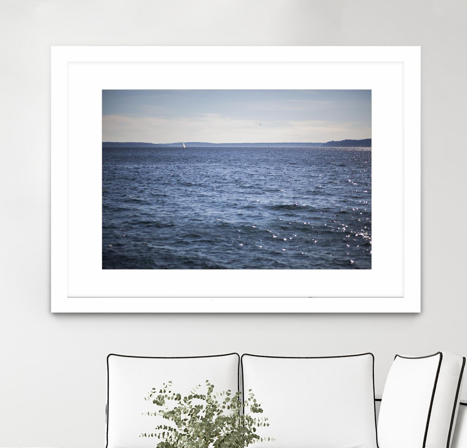 Lone Sailer by Aaron Matheson on GIANT ART - beige sea scene