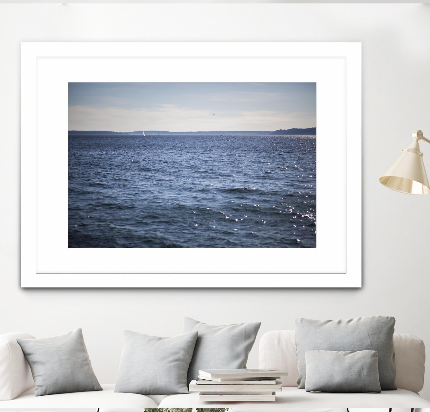 Lone Sailer by Aaron Matheson on GIANT ART - beige sea scene