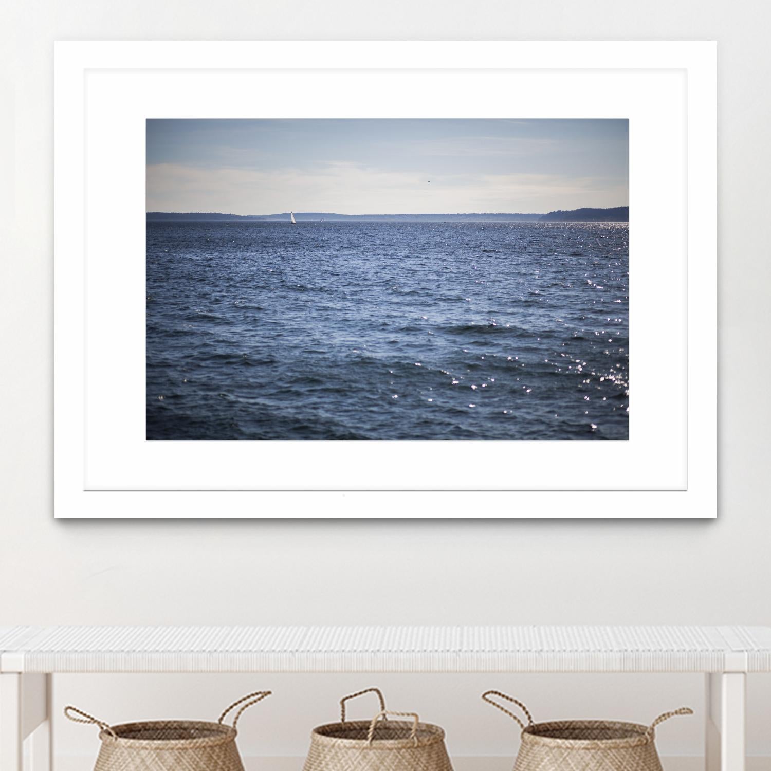 Lone Sailer by Aaron Matheson on GIANT ART - beige sea scene