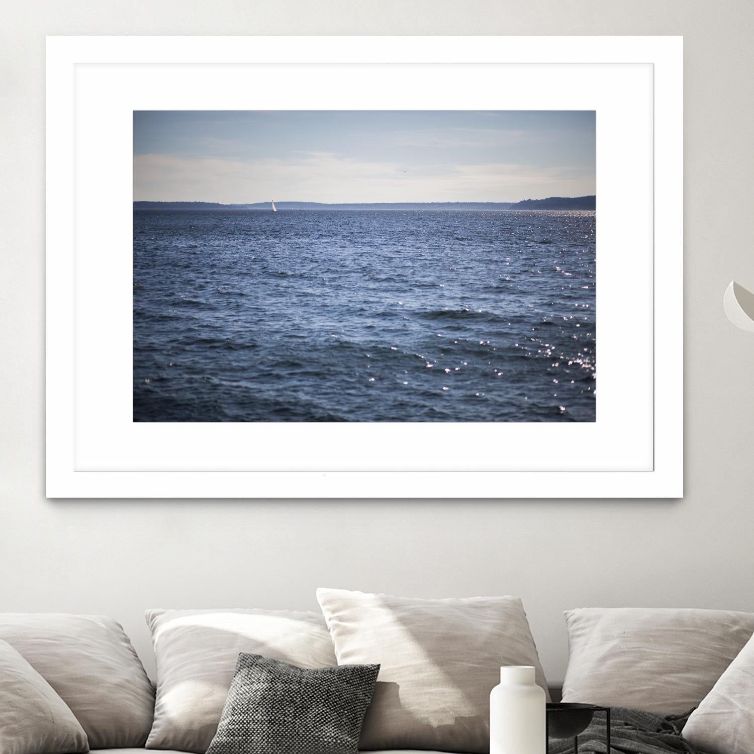 Lone Sailer by Aaron Matheson on GIANT ART - beige sea scene