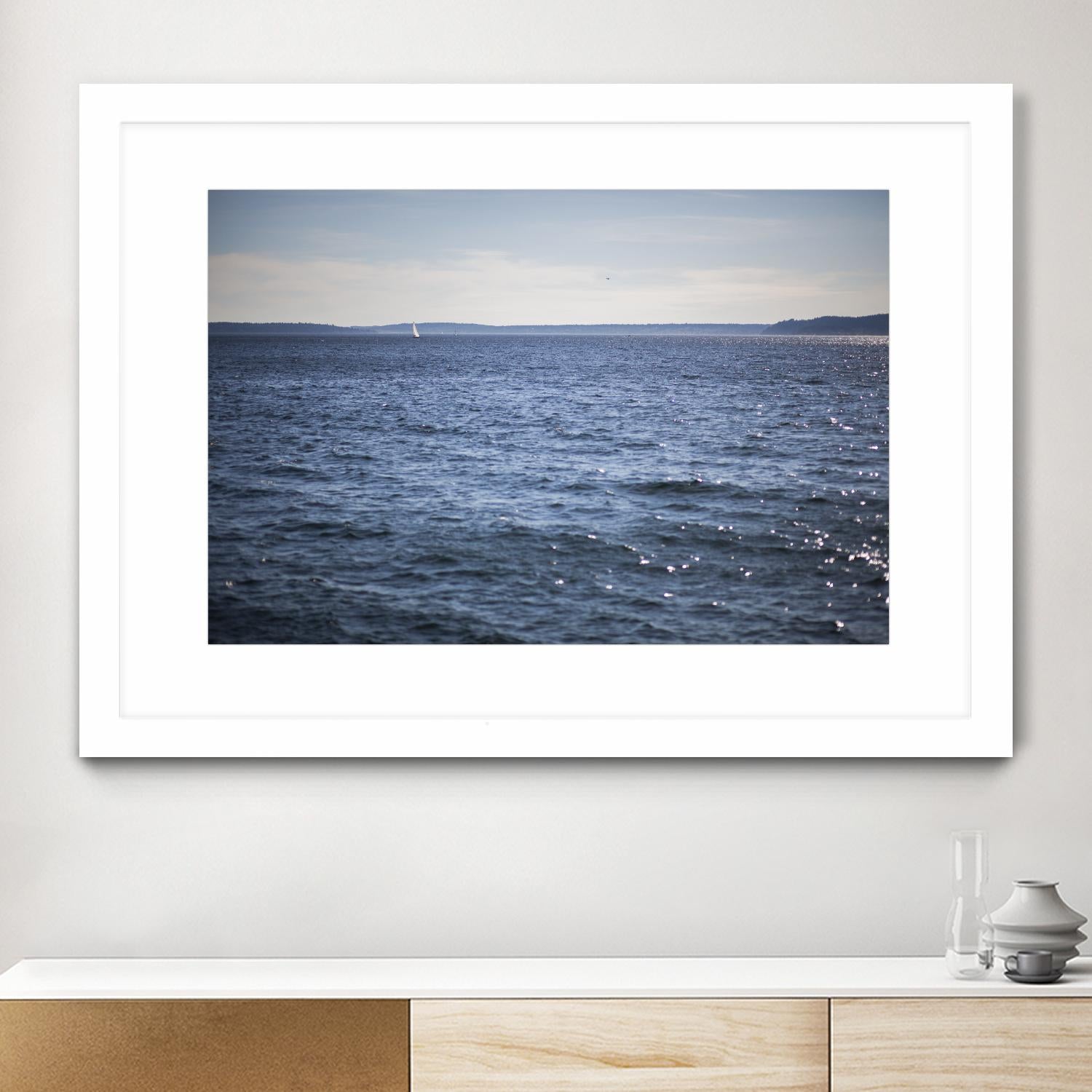 Lone Sailer by Aaron Matheson on GIANT ART - beige sea scene