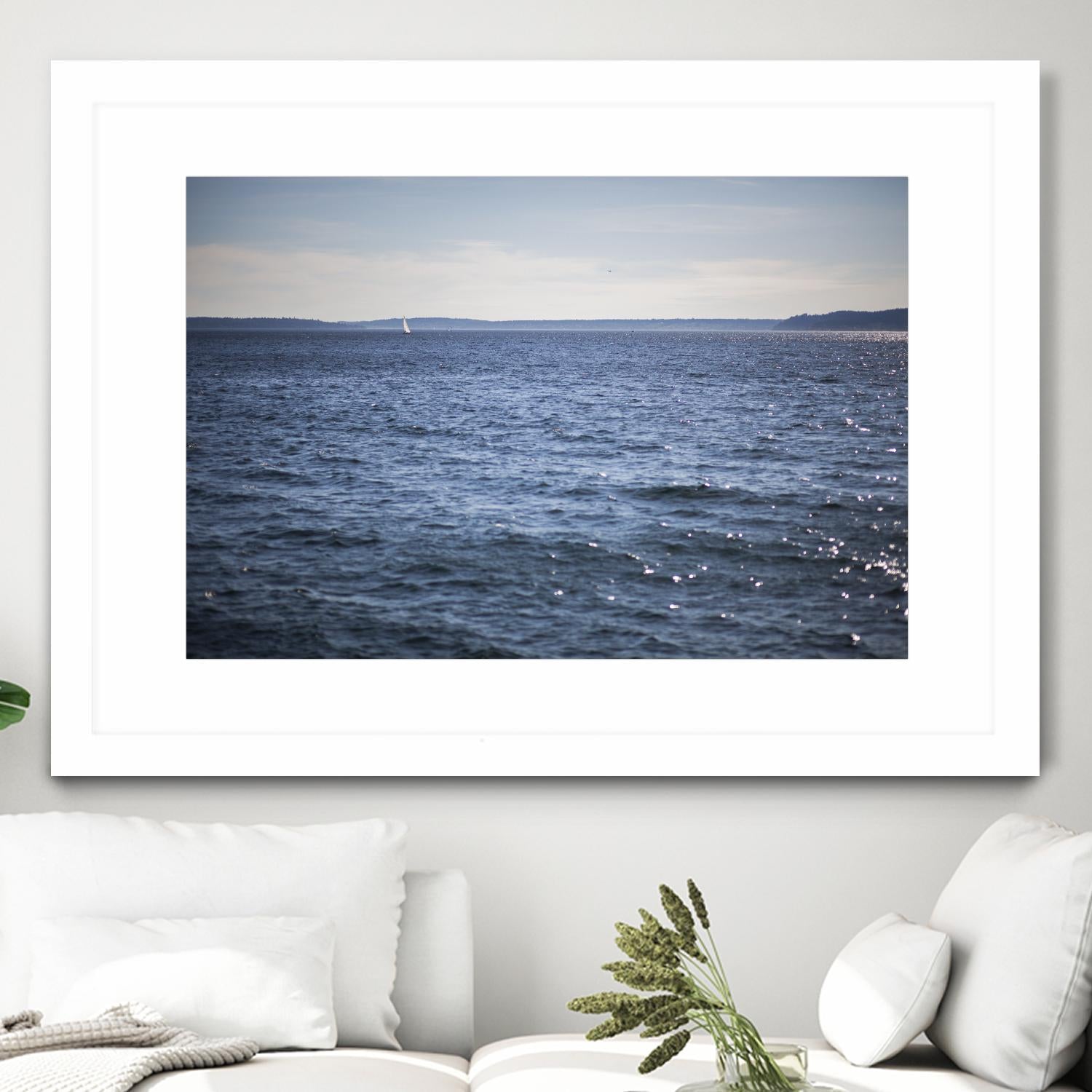 Lone Sailer by Aaron Matheson on GIANT ART - beige sea scene