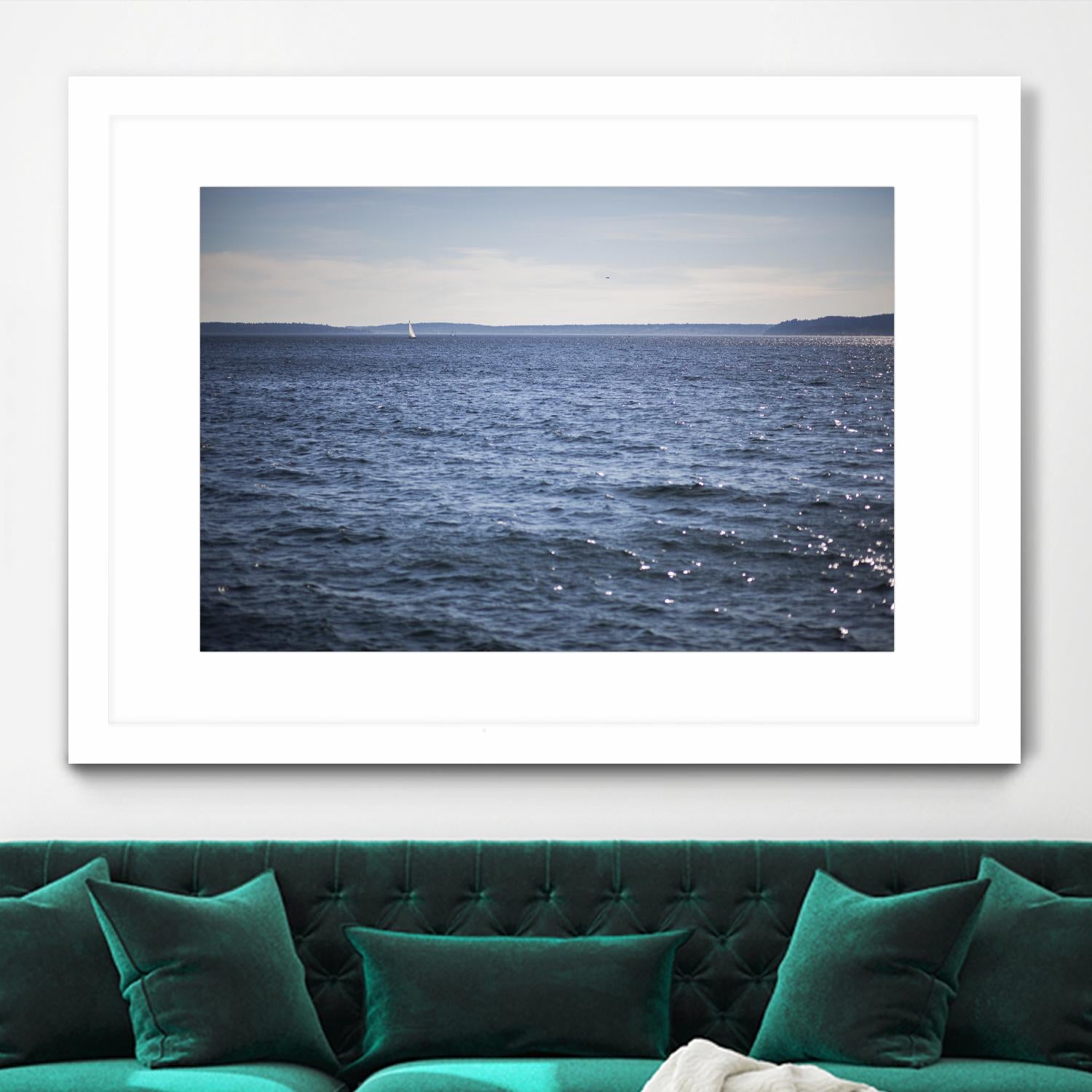 Lone Sailer by Aaron Matheson on GIANT ART - beige sea scene