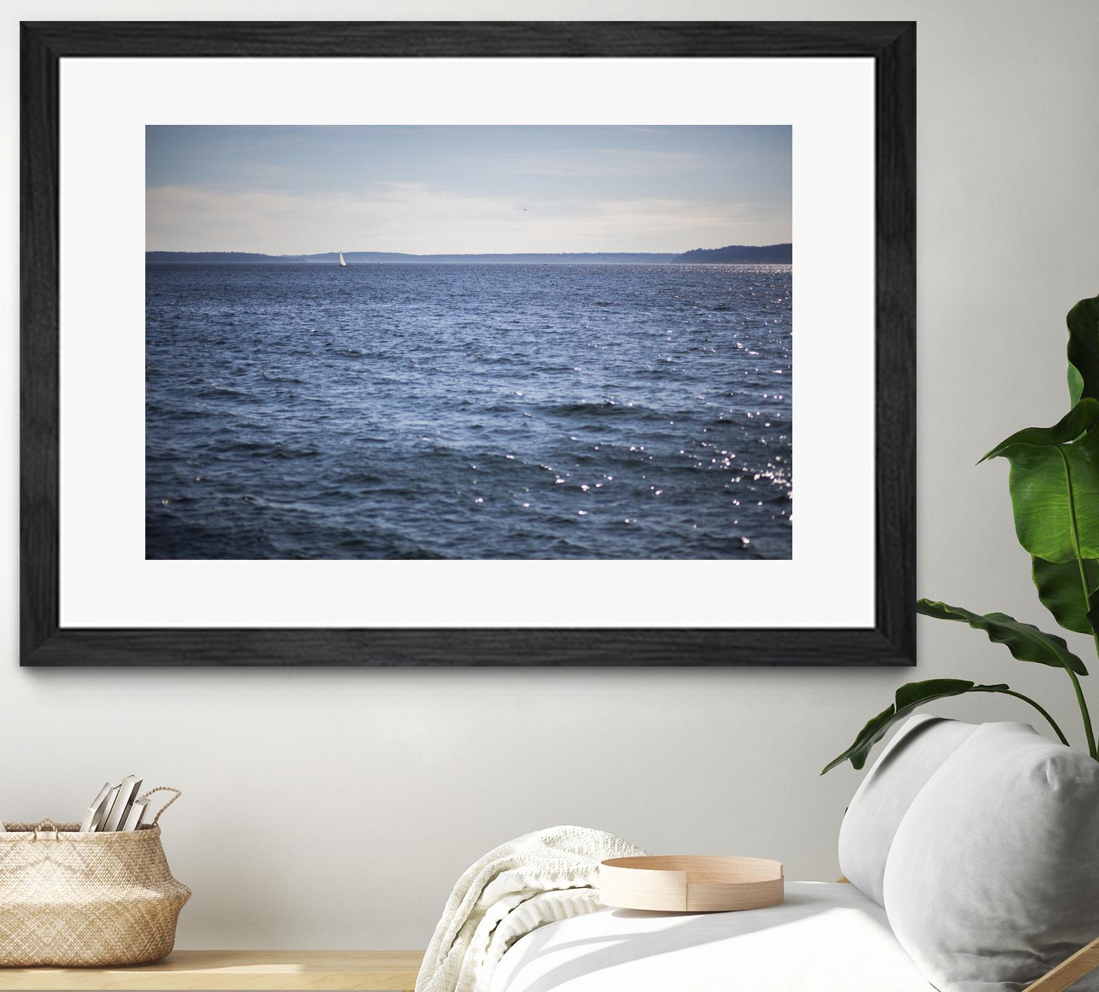 Lone Sailer by Aaron Matheson on GIANT ART - beige sea scene