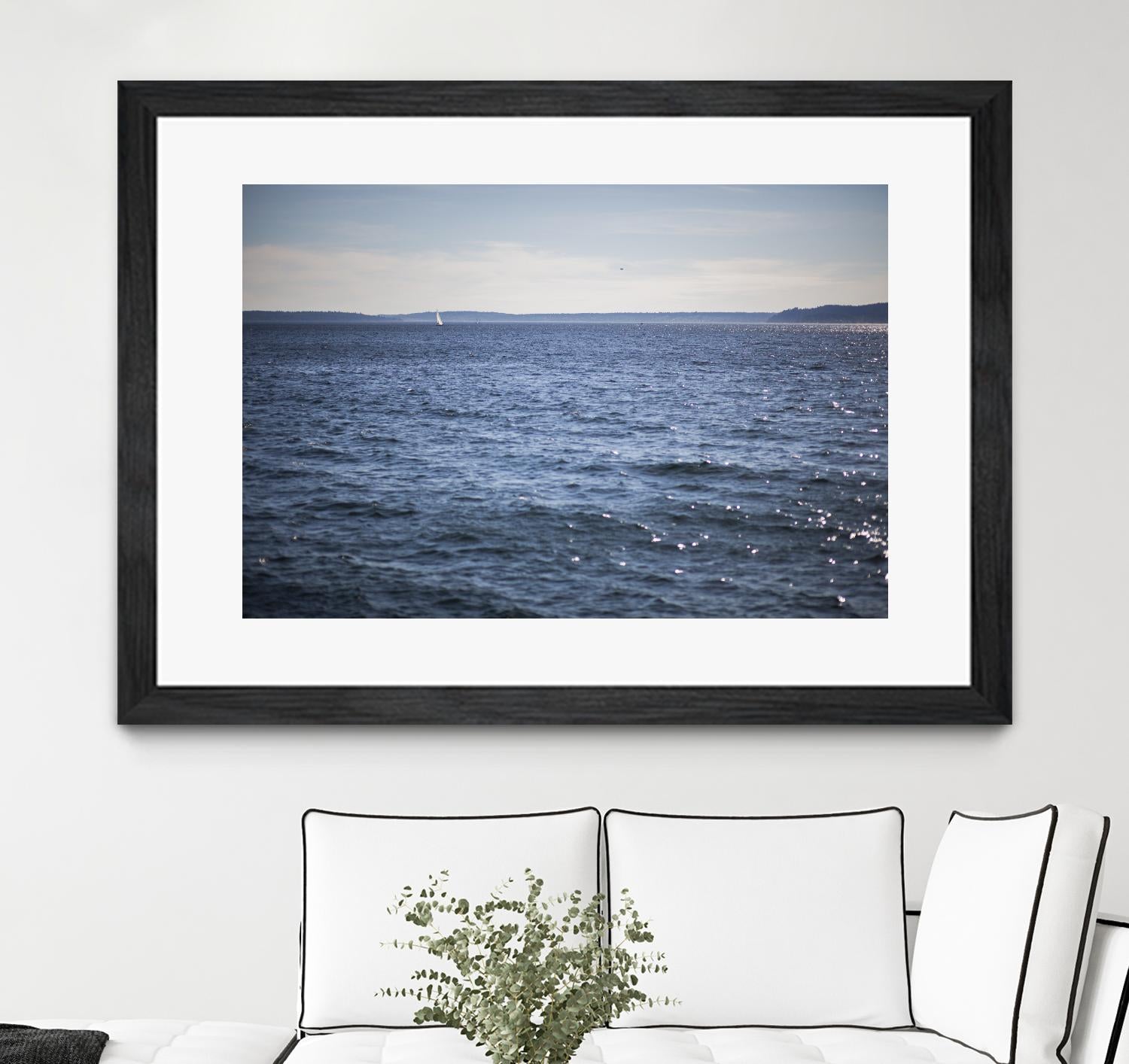 Lone Sailer by Aaron Matheson on GIANT ART - beige sea scene