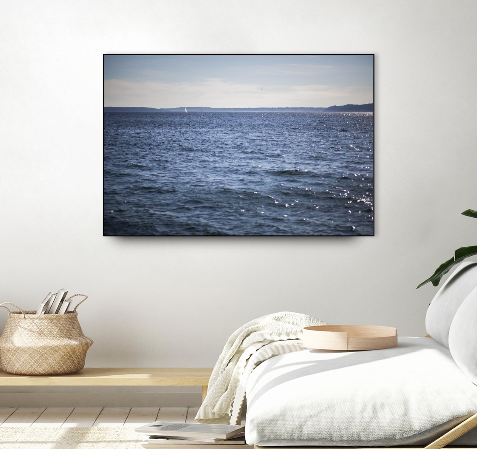 Lone Sailer by Aaron Matheson on GIANT ART - beige sea scene