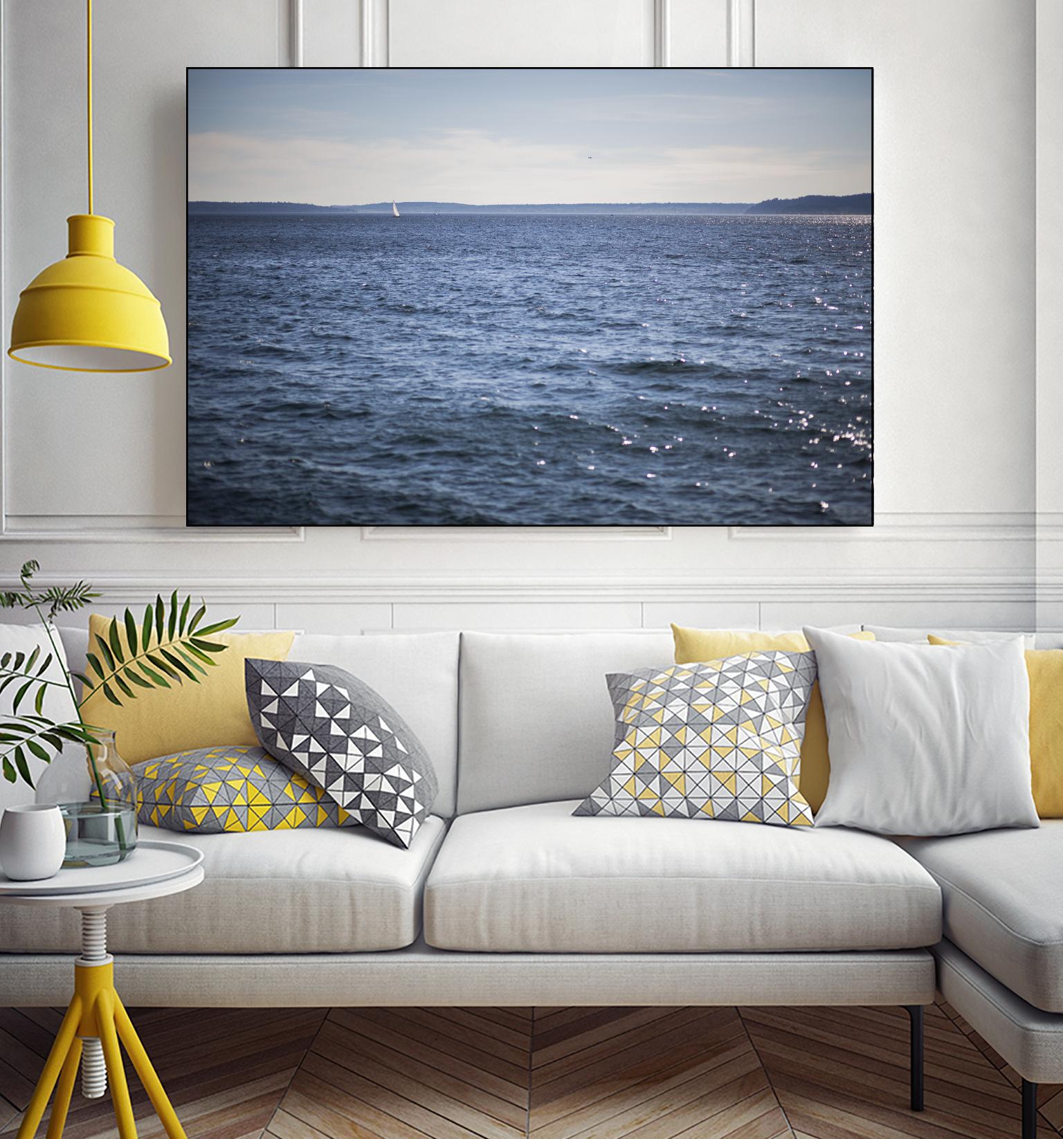 Lone Sailer by Aaron Matheson on GIANT ART - beige sea scene