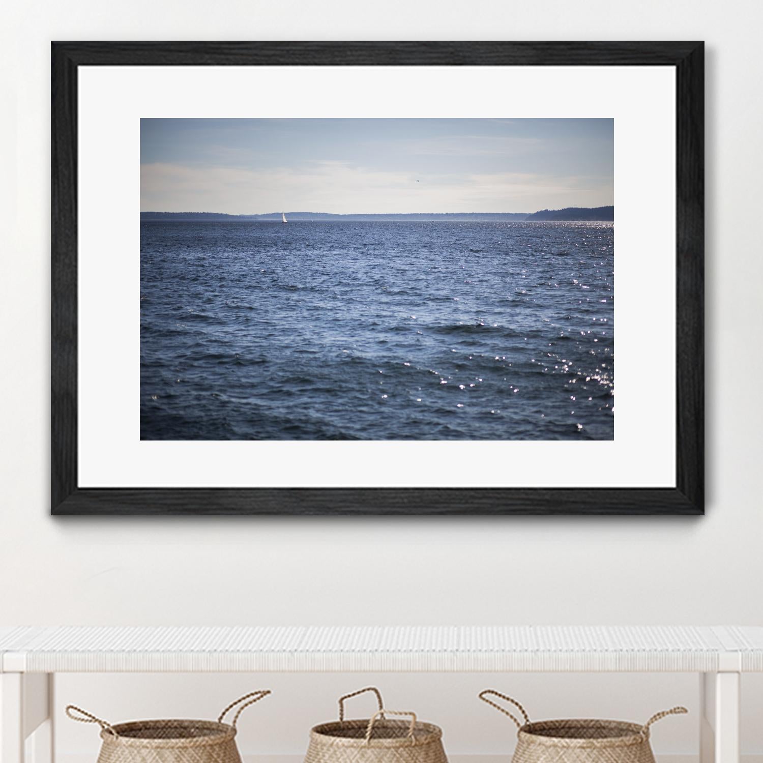 Lone Sailer by Aaron Matheson on GIANT ART - beige sea scene