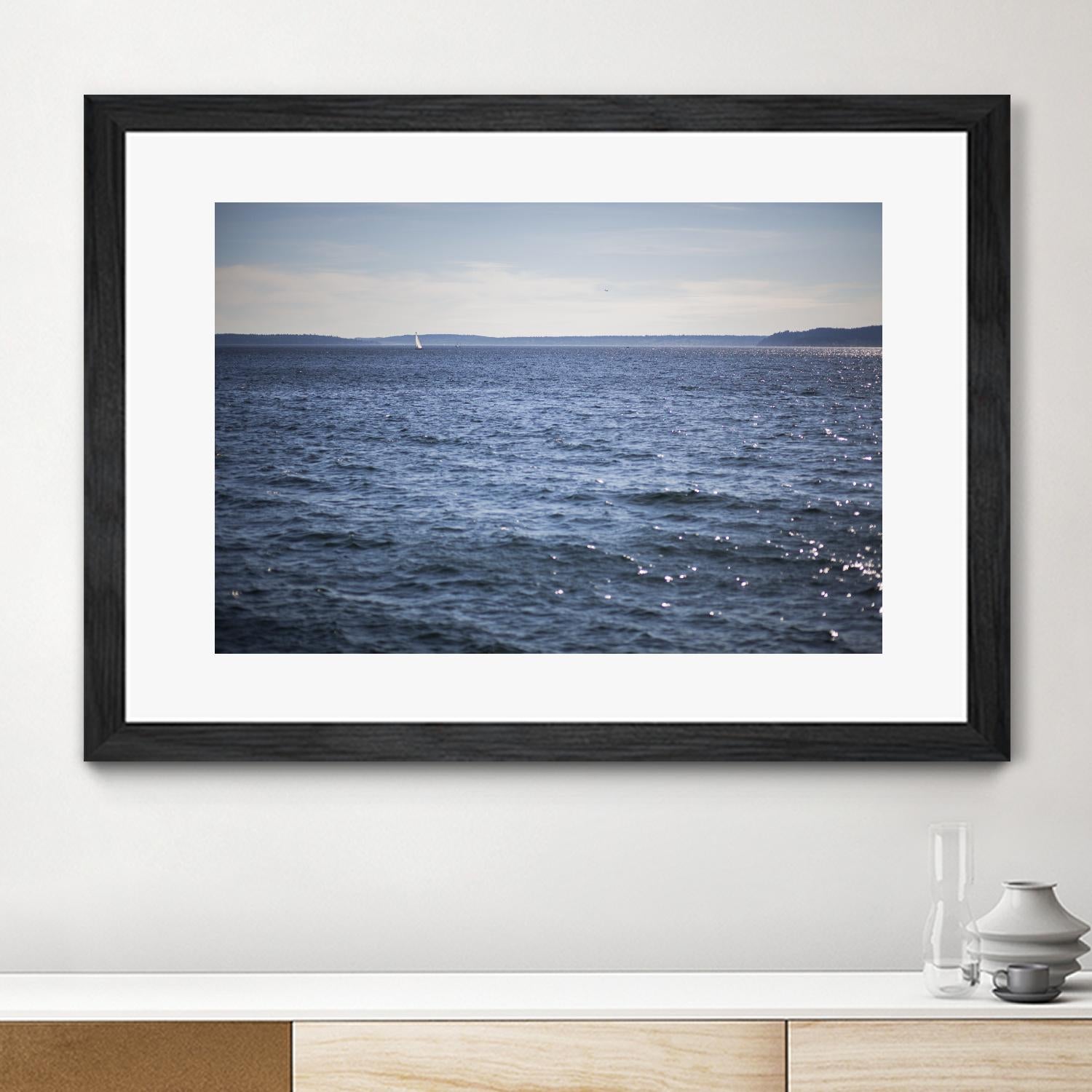 Lone Sailer by Aaron Matheson on GIANT ART - beige sea scene