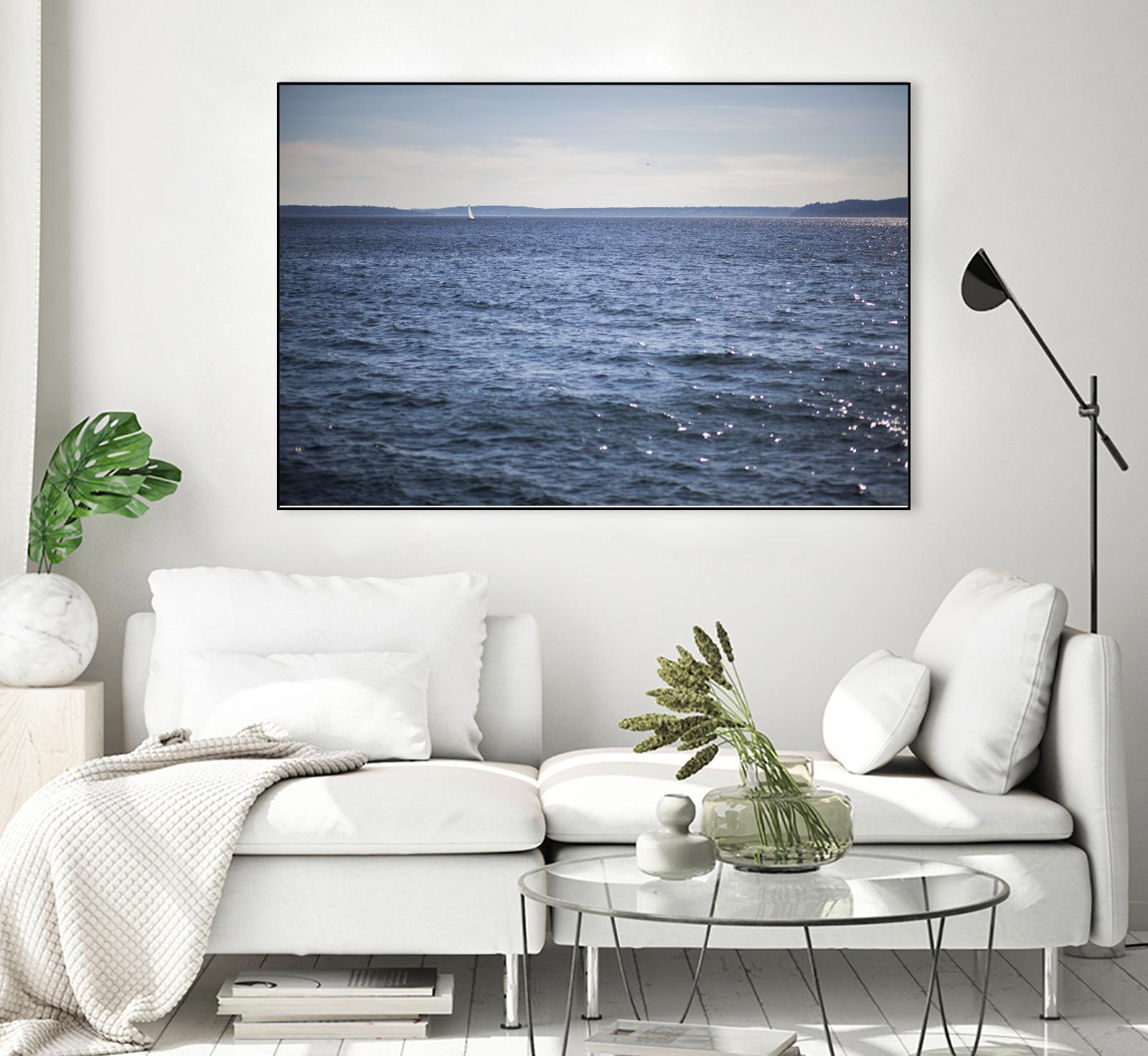 Lone Sailer by Aaron Matheson on GIANT ART - beige sea scene