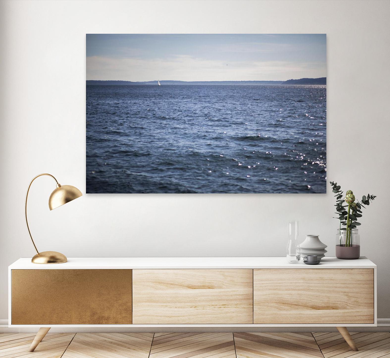 Lone Sailer by Aaron Matheson on GIANT ART - beige sea scene