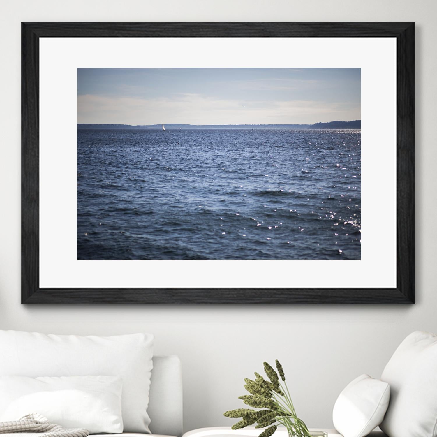 Lone Sailer by Aaron Matheson on GIANT ART - beige sea scene