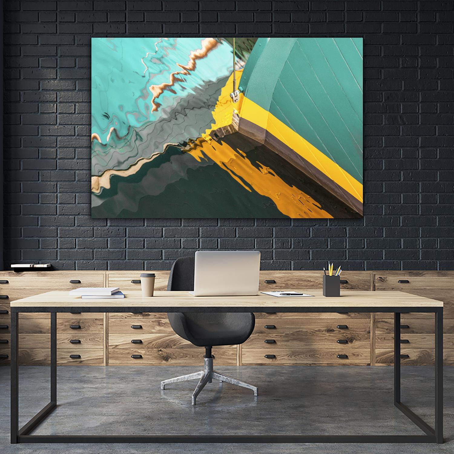 Teal Reflections I by Melissa McClain on GIANT ART - yellow photo art