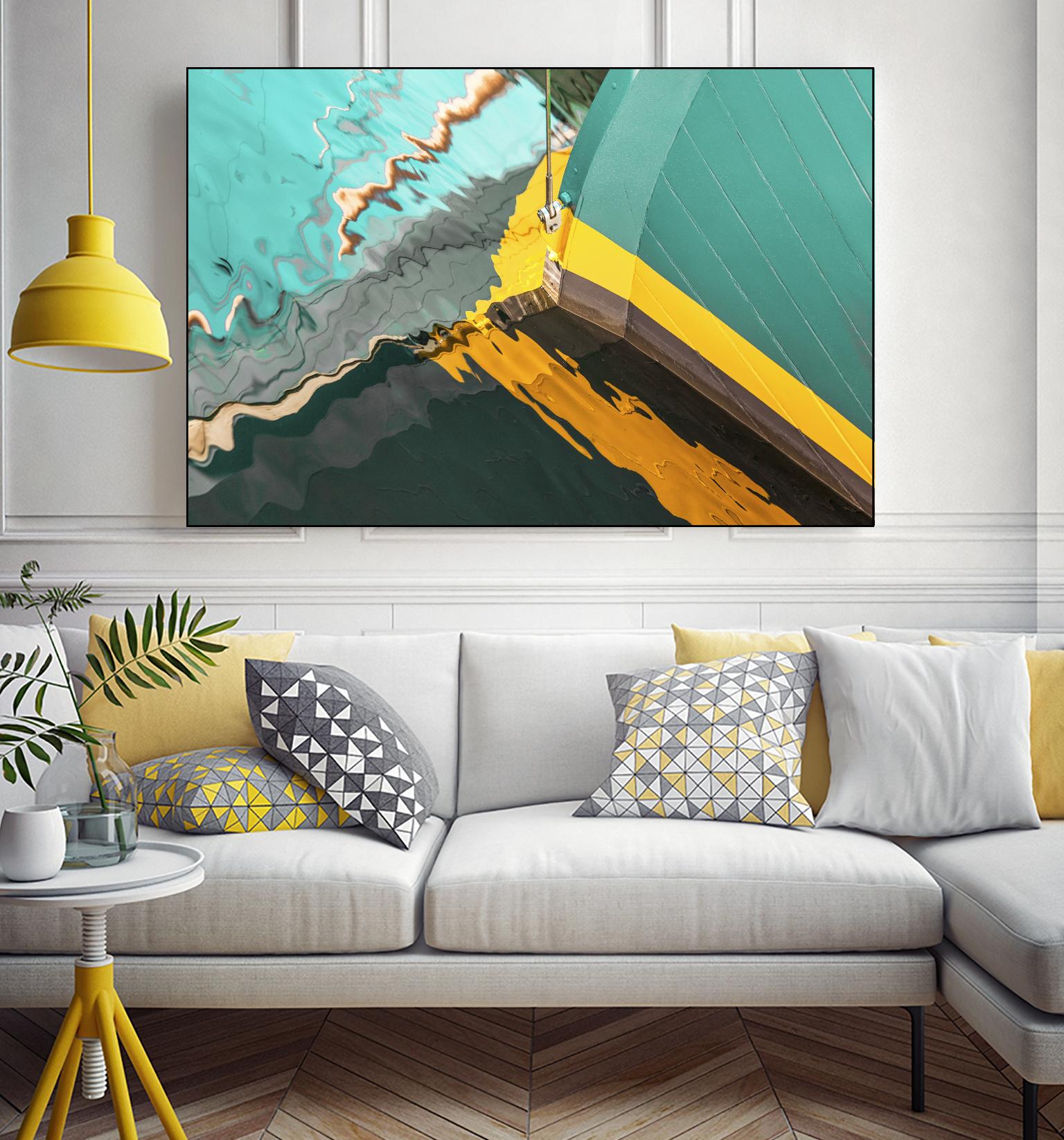 Teal Reflections I by Melissa McClain on GIANT ART - yellow photo art