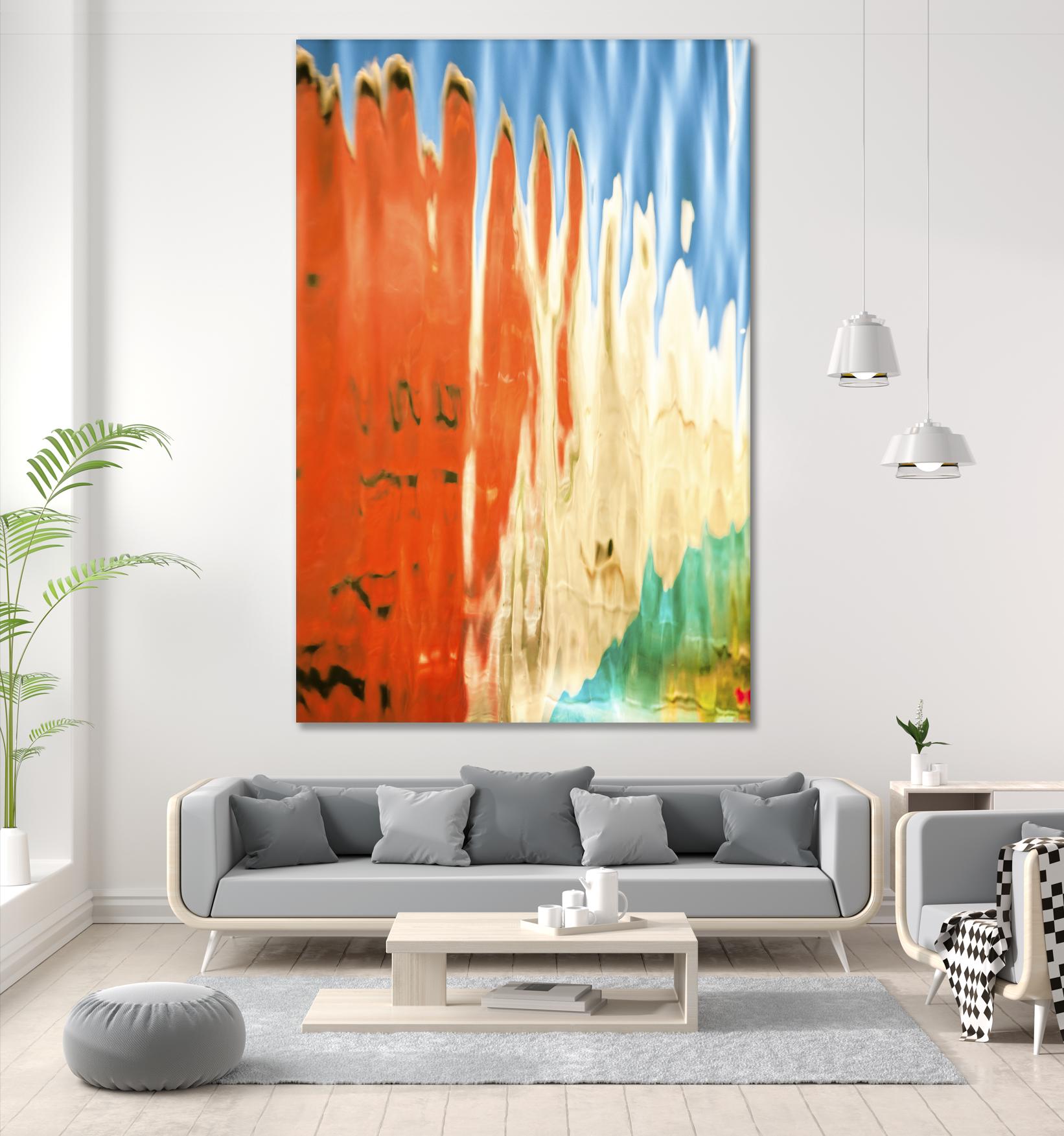 Boats in Reflection by Melissa McClain on GIANT ART - orange abstract