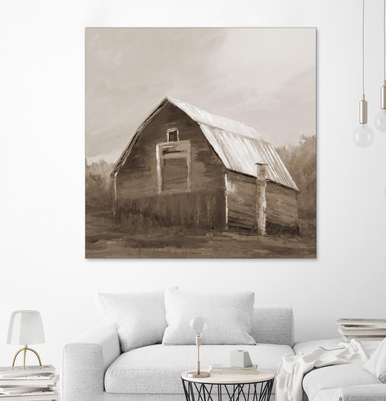 Red Barn by Liz Jardine on GIANT ART - blues, browns scenic