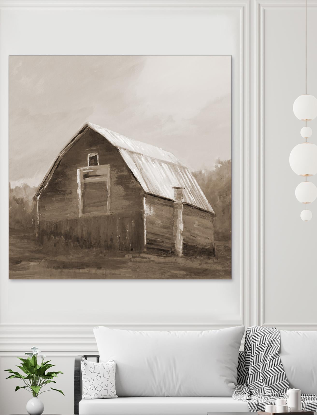 Red Barn by Liz Jardine on GIANT ART - blues, browns scenic