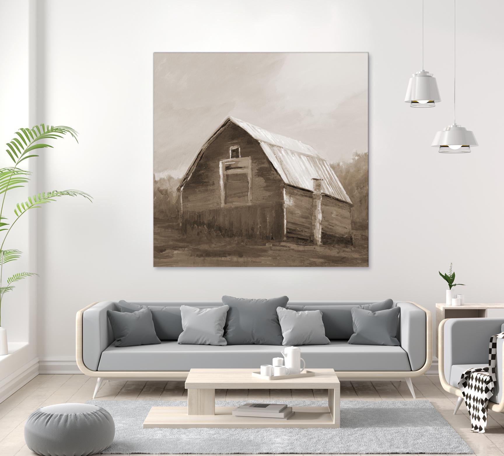 Red Barn by Liz Jardine on GIANT ART - blues, browns scenic