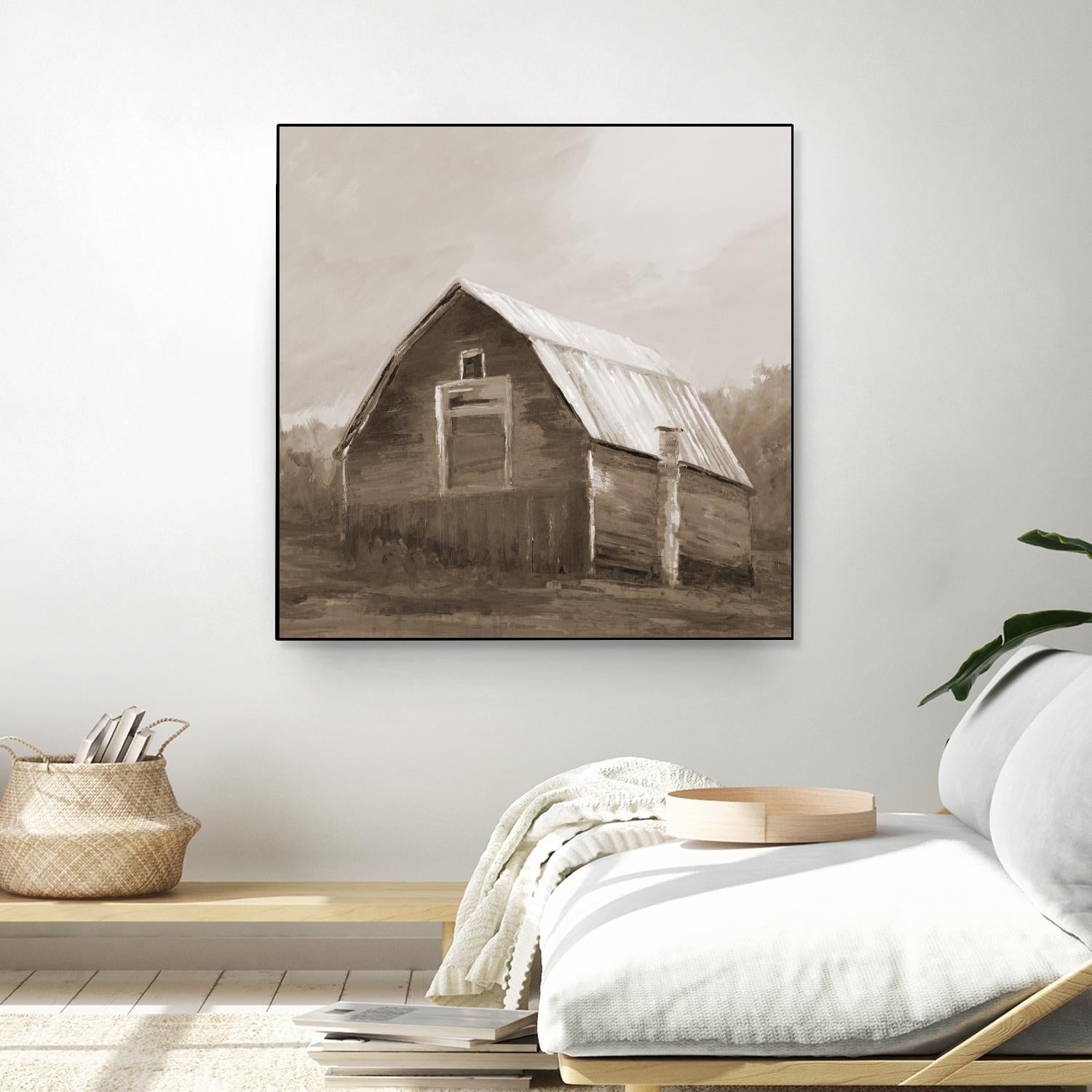 Red Barn by Liz Jardine on GIANT ART - blues, browns scenic