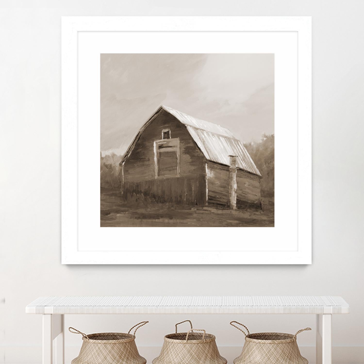 Red Barn by Liz Jardine on GIANT ART - blues, browns scenic