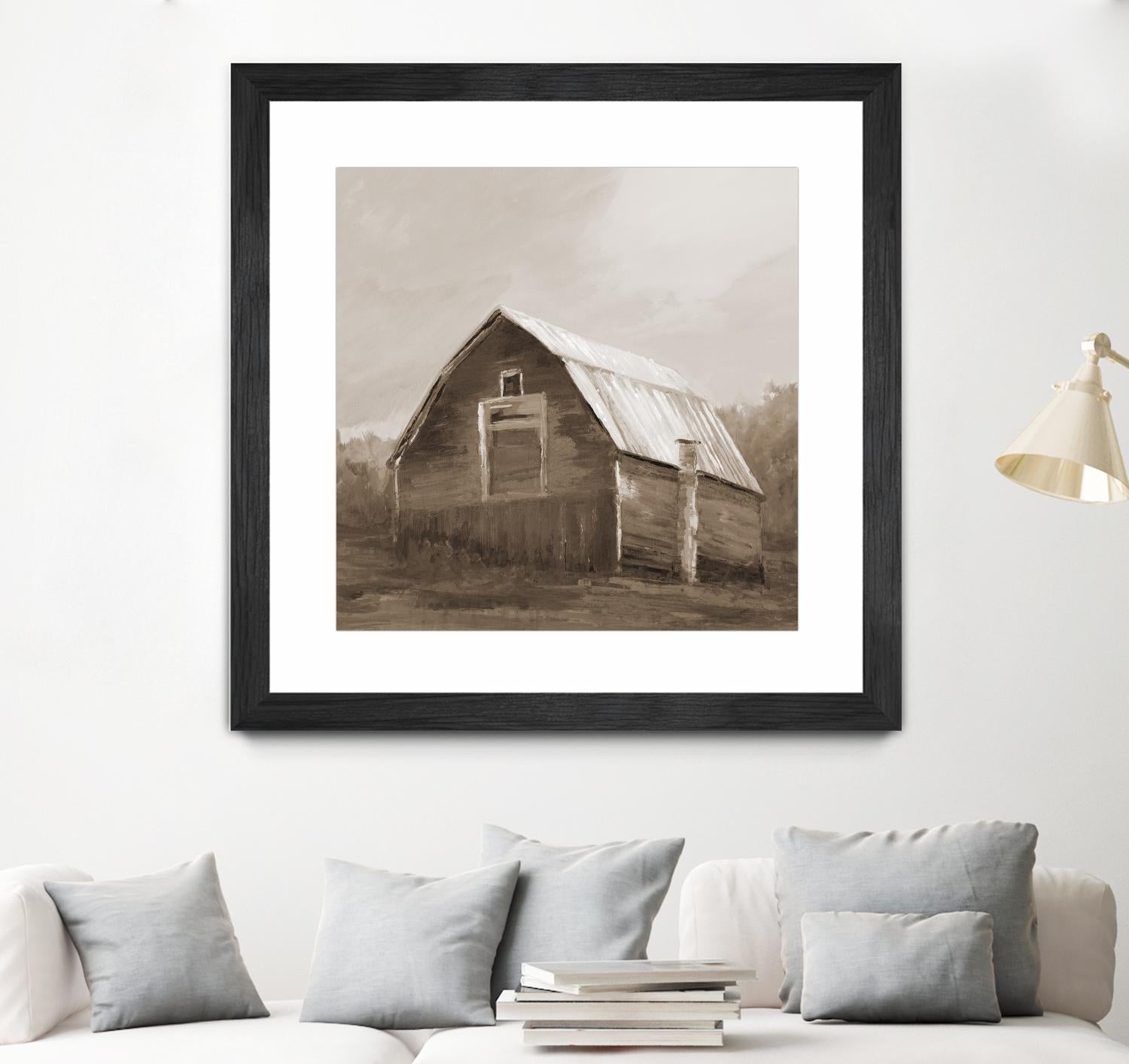 Red Barn by Liz Jardine on GIANT ART - blues, browns scenic