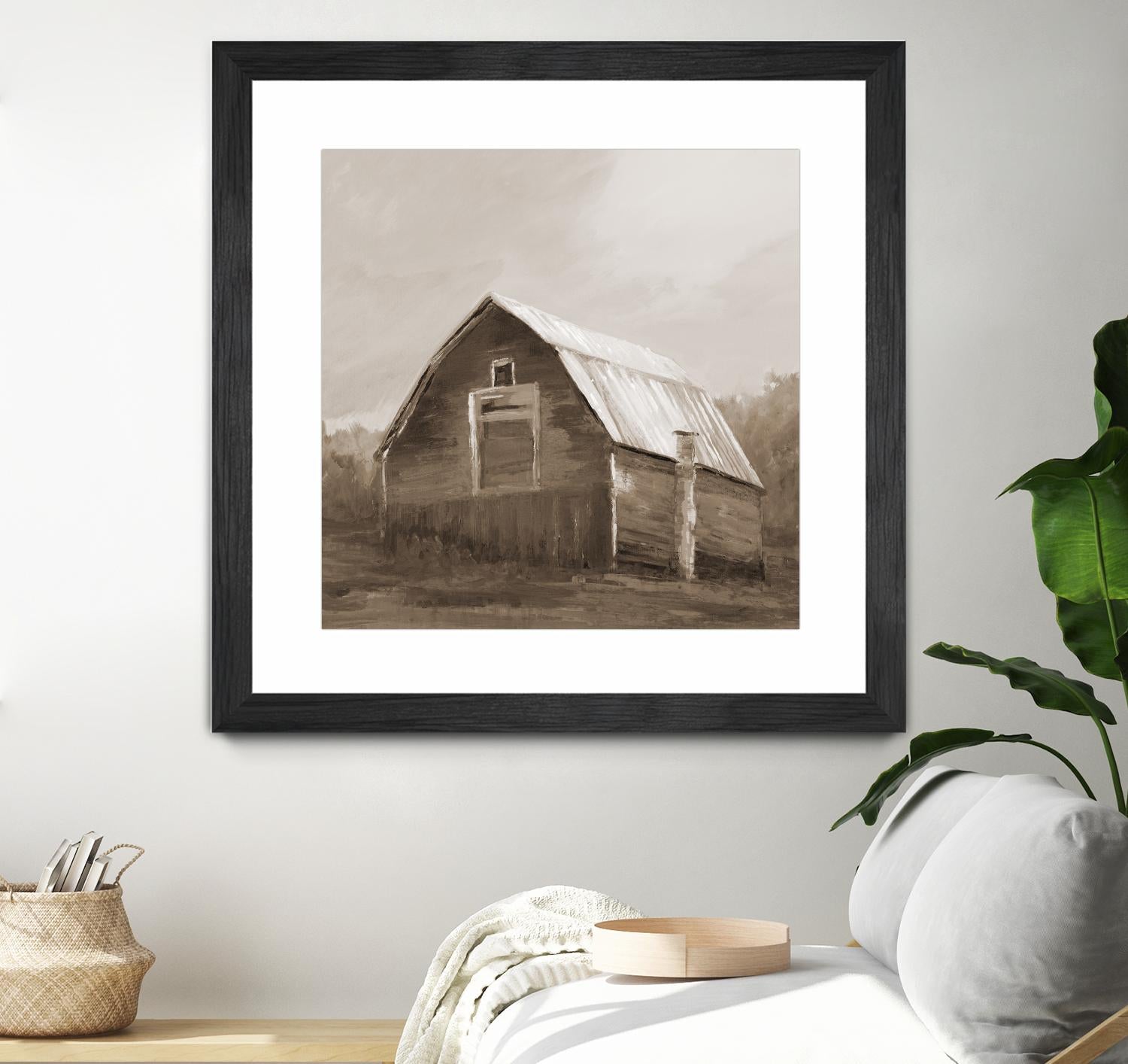 Red Barn by Liz Jardine on GIANT ART - blues, browns scenic