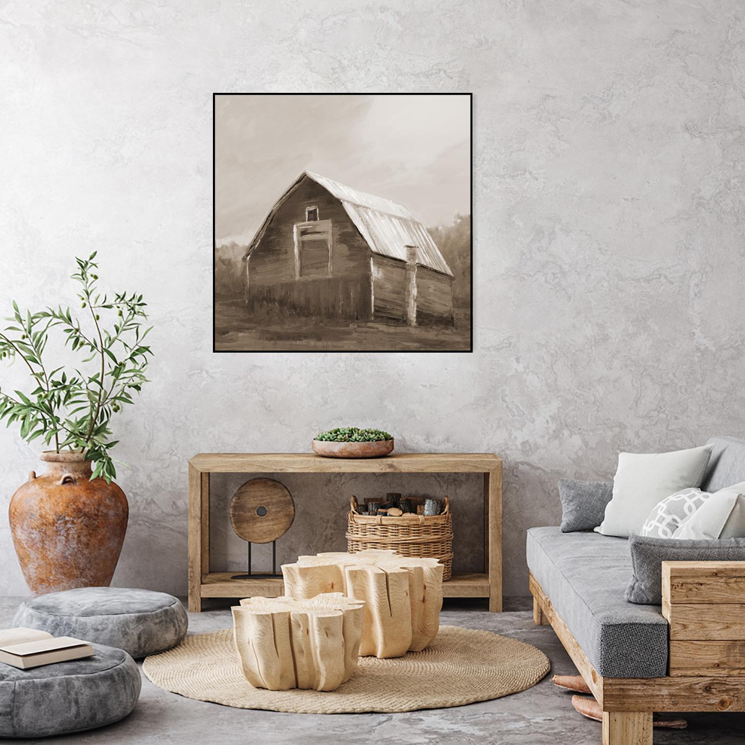 Red Barn by Liz Jardine on GIANT ART - blues, browns scenic