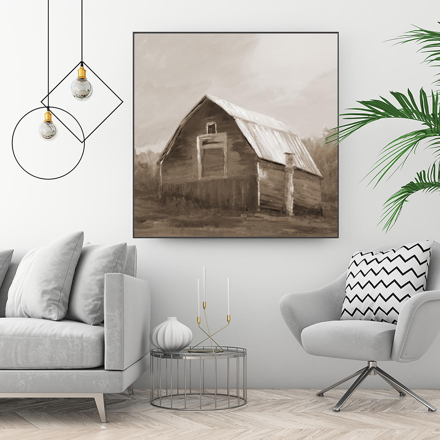 Red Barn by Liz Jardine on GIANT ART - blues, browns scenic