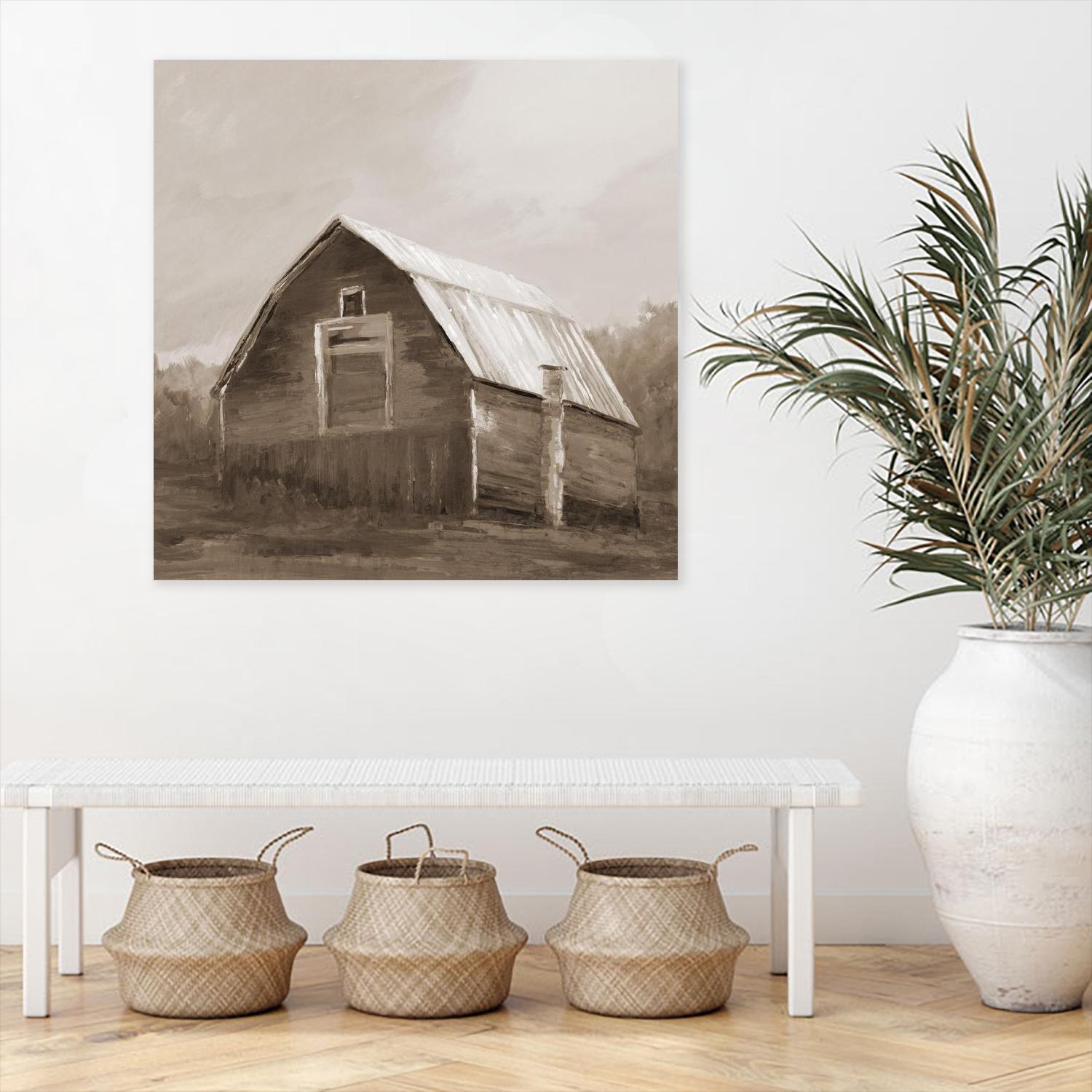 Red Barn by Liz Jardine on GIANT ART - blues, browns scenic