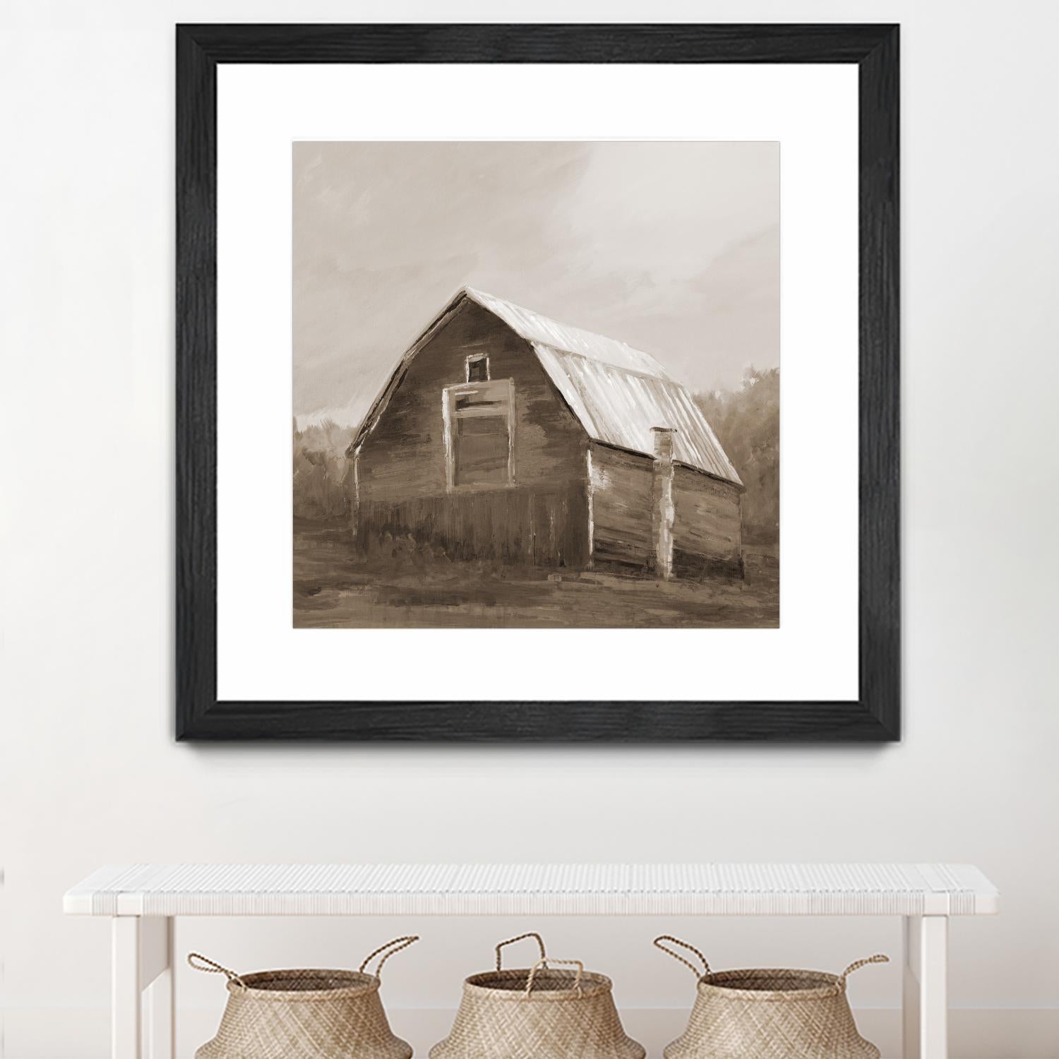 Red Barn by Liz Jardine on GIANT ART - blues, browns scenic