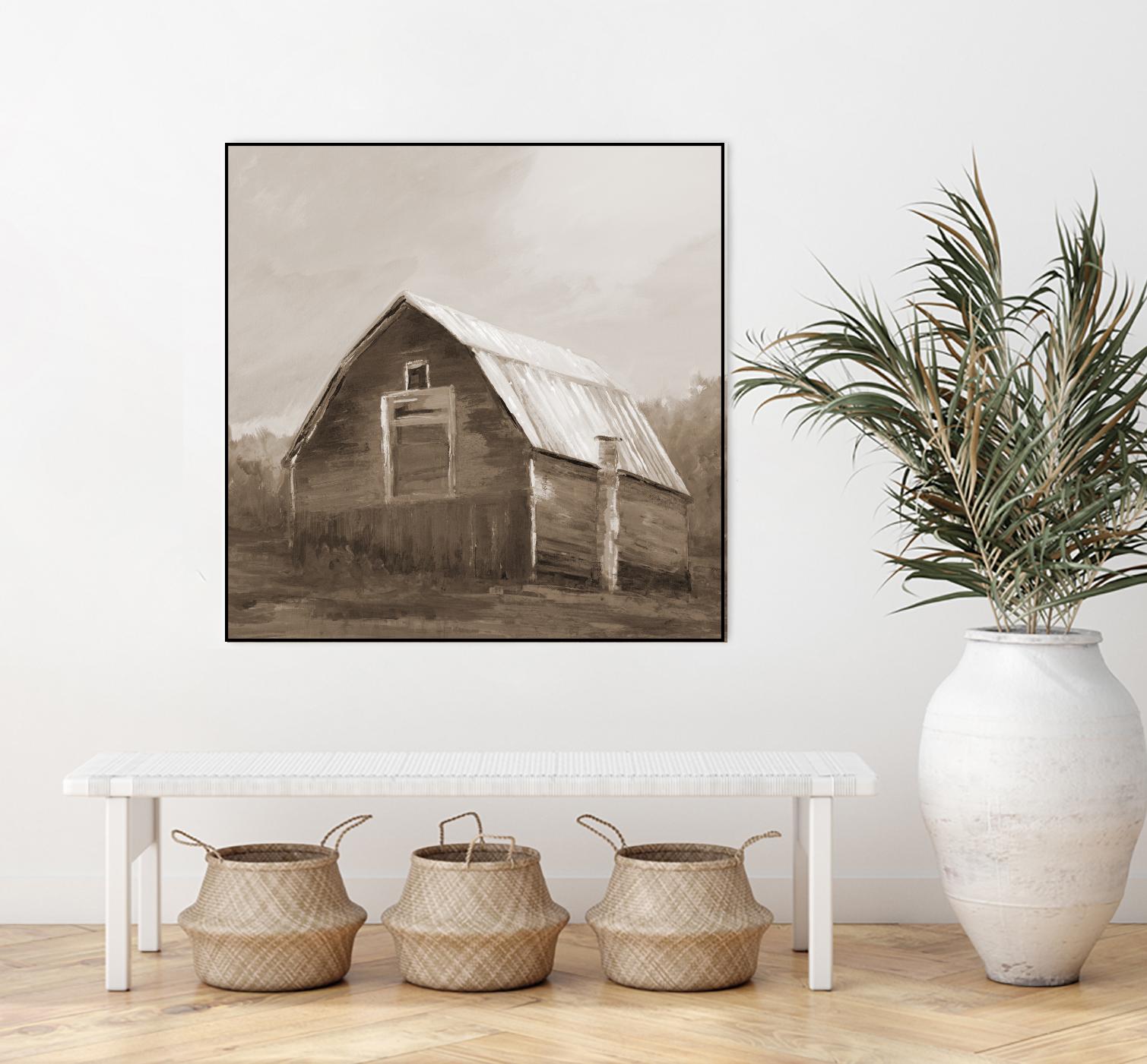 Red Barn by Liz Jardine on GIANT ART - blues, browns scenic