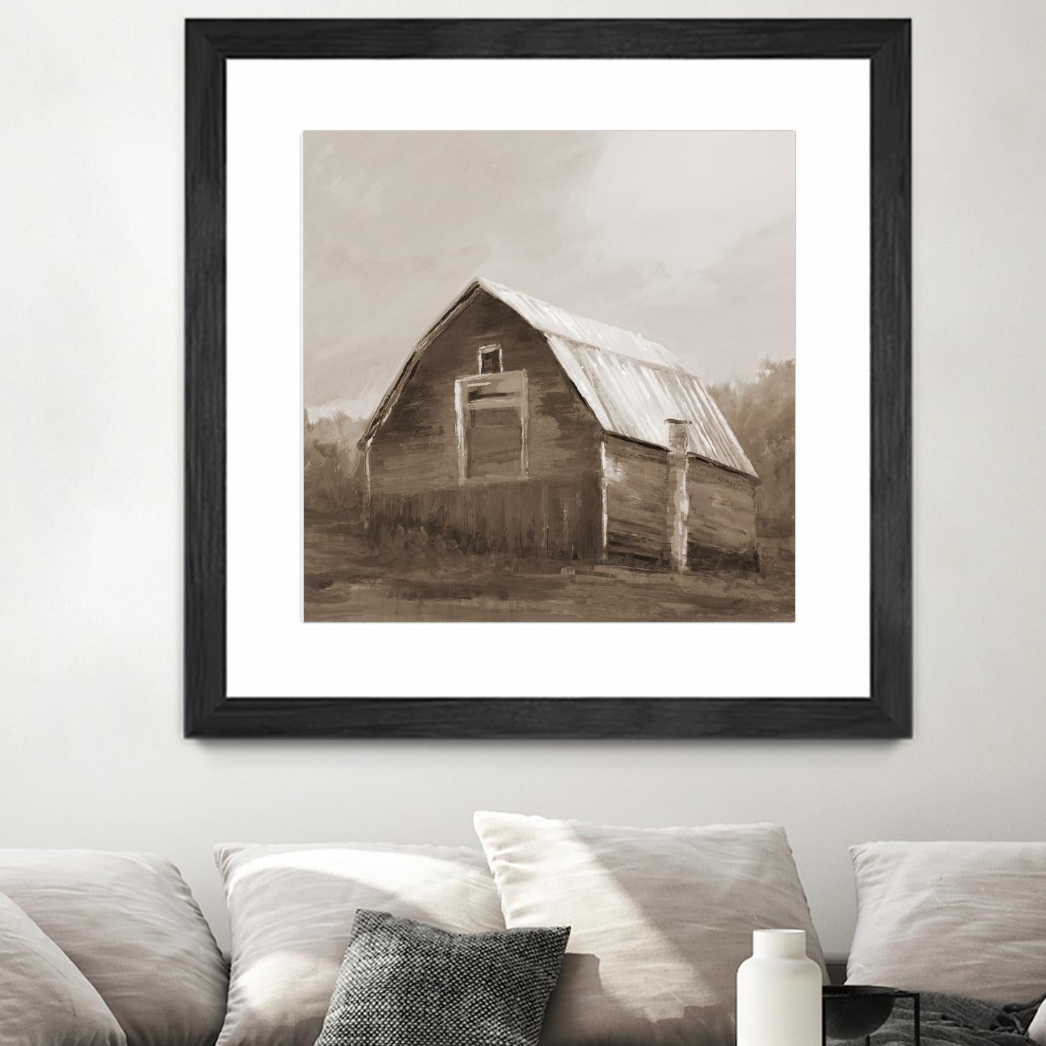 Red Barn by Liz Jardine on GIANT ART - blues, browns scenic