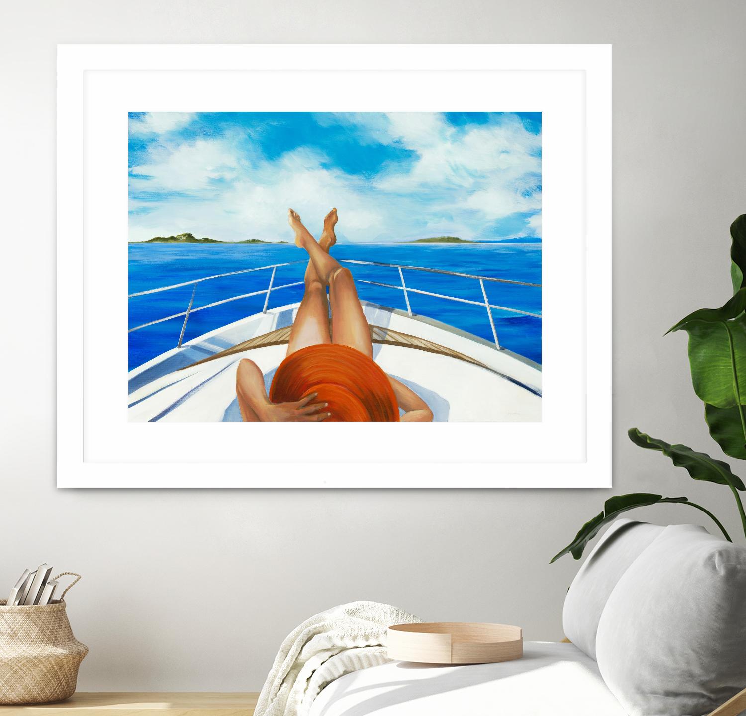 Off The Catalina Coast by Liz Jardine on GIANT ART - orange figurative sailboat
