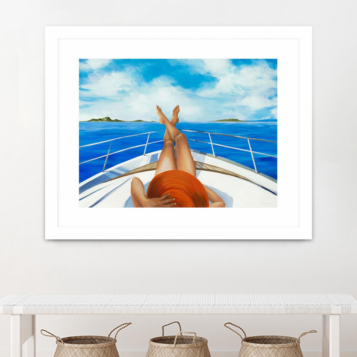 Off The Catalina Coast by Liz Jardine on GIANT ART - orange figurative sailboat