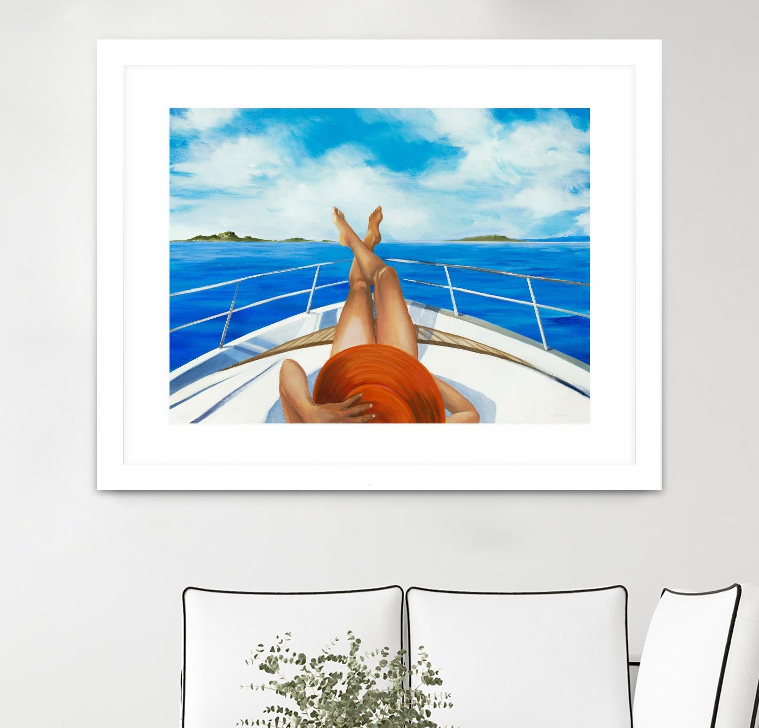 Off The Catalina Coast by Liz Jardine on GIANT ART - orange figurative sailboat