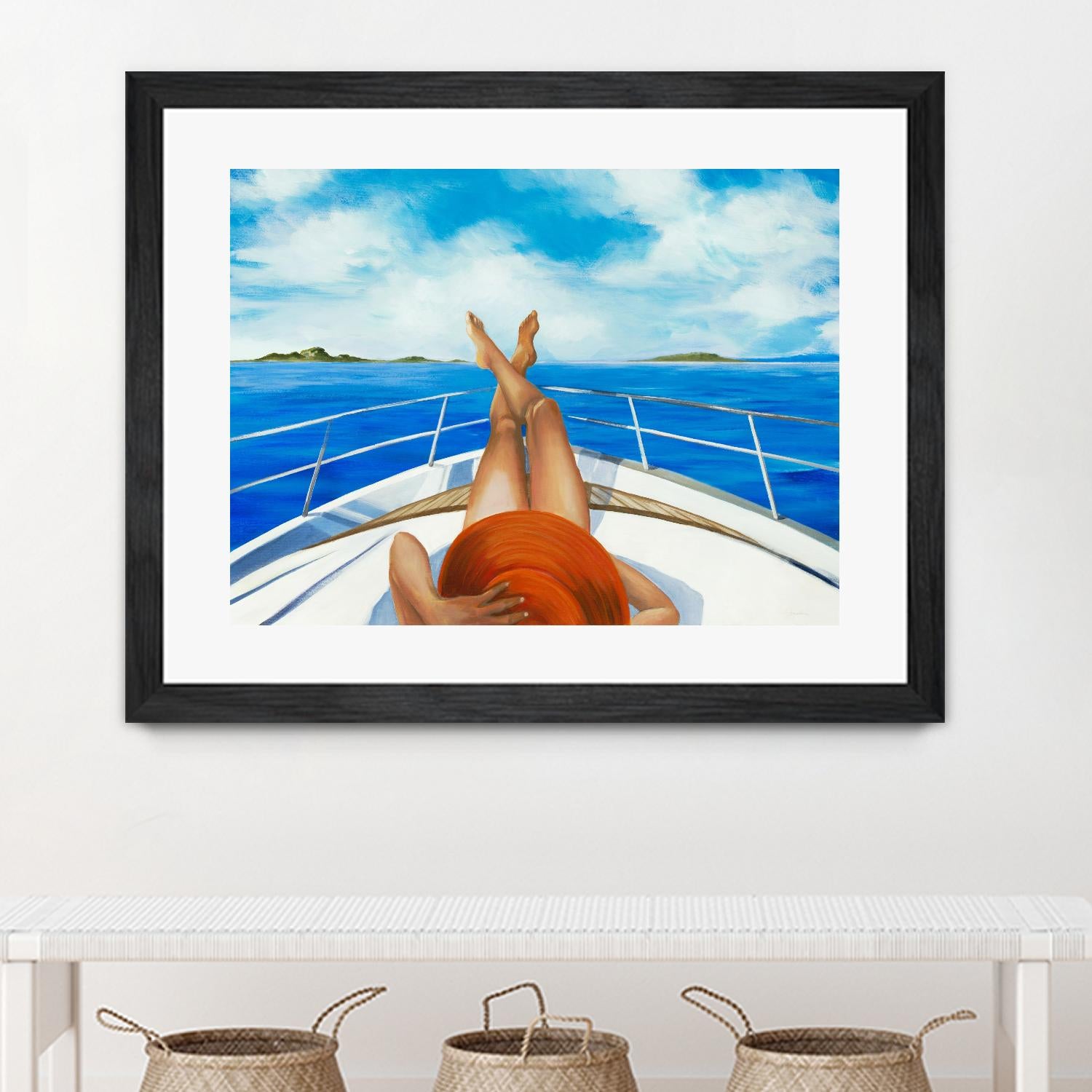 Off The Catalina Coast by Liz Jardine on GIANT ART - orange figurative sailboat