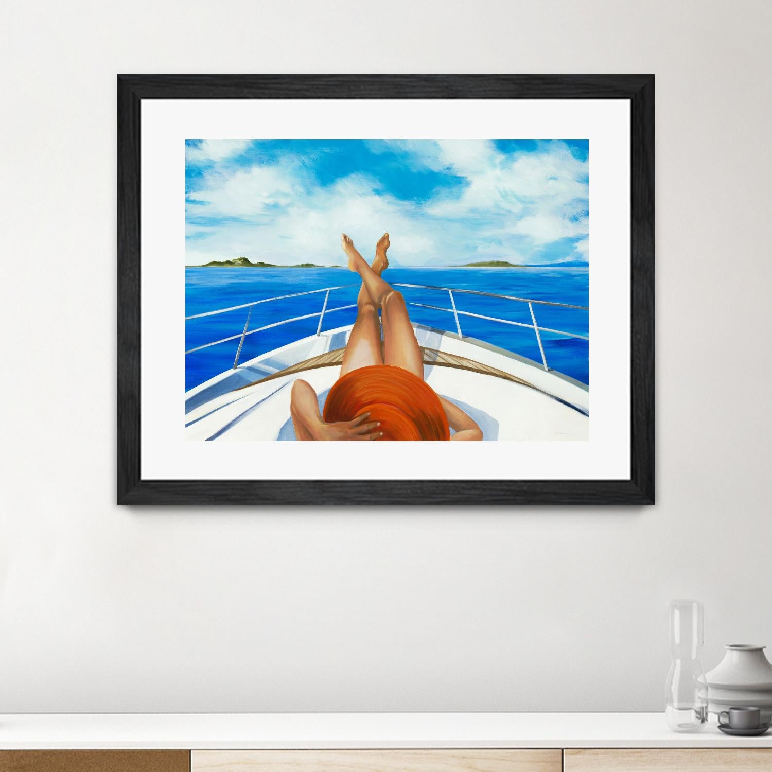 Off The Catalina Coast by Liz Jardine on GIANT ART - orange figurative sailboat