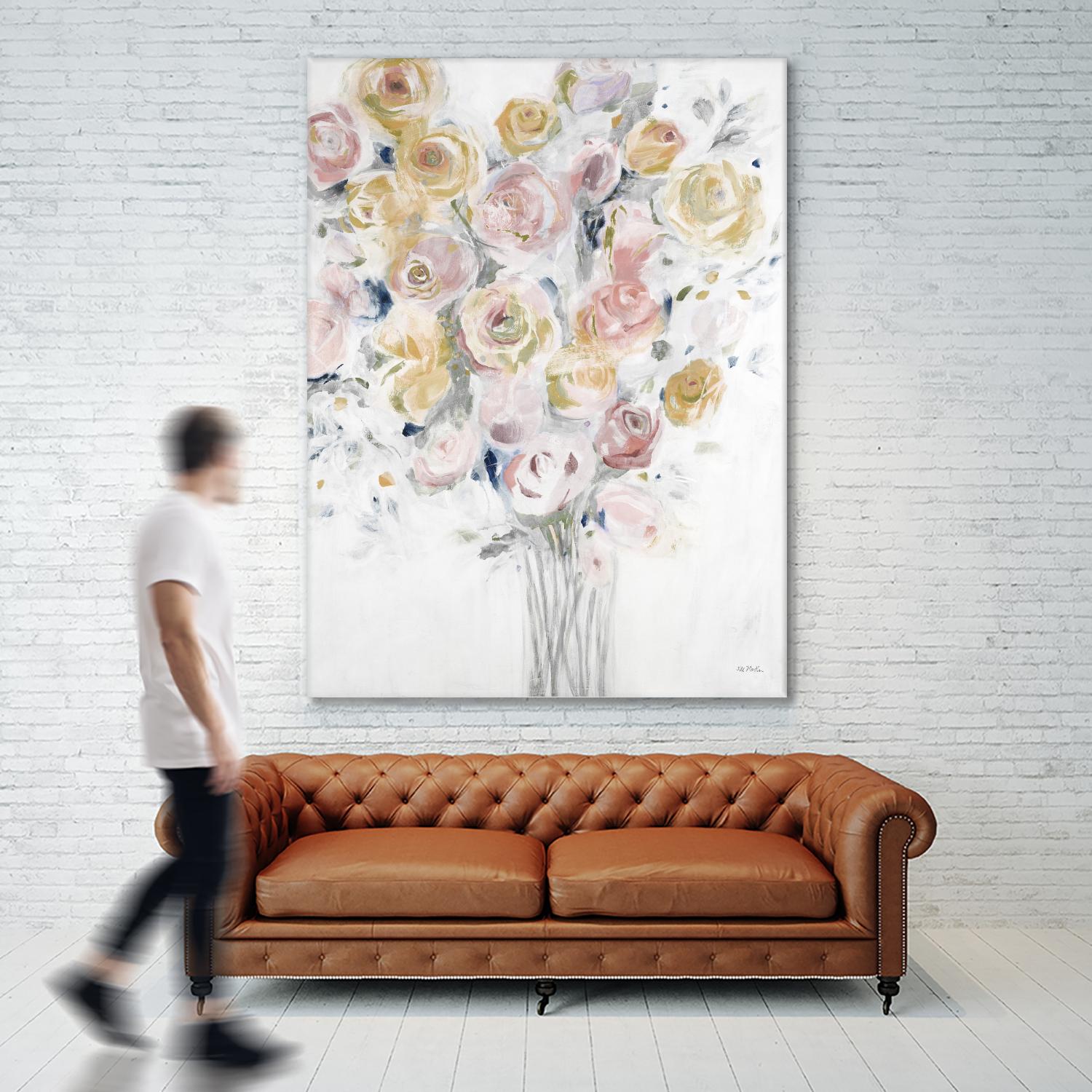 Cantata by Jill Martin on GIANT ART - pinks, oranges florals, botanicals