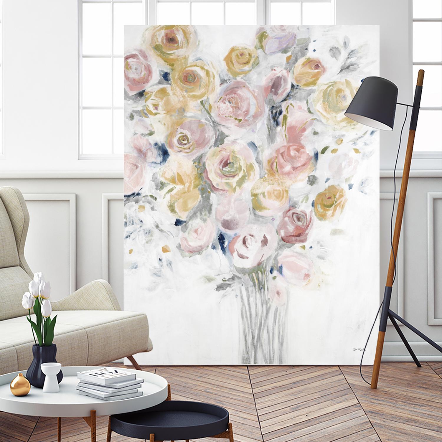 Cantata by Jill Martin on GIANT ART - pinks, oranges florals, botanicals