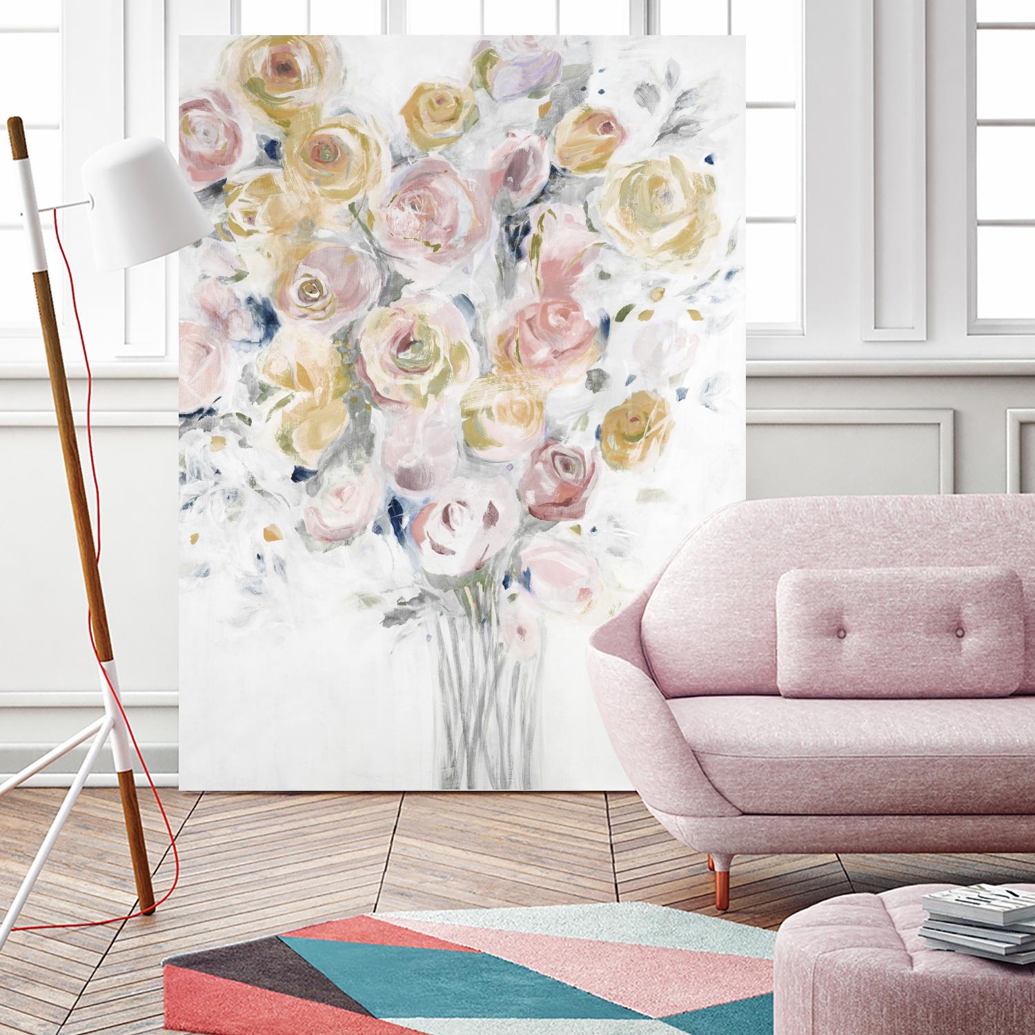 Cantata by Jill Martin on GIANT ART - pinks, oranges florals, botanicals