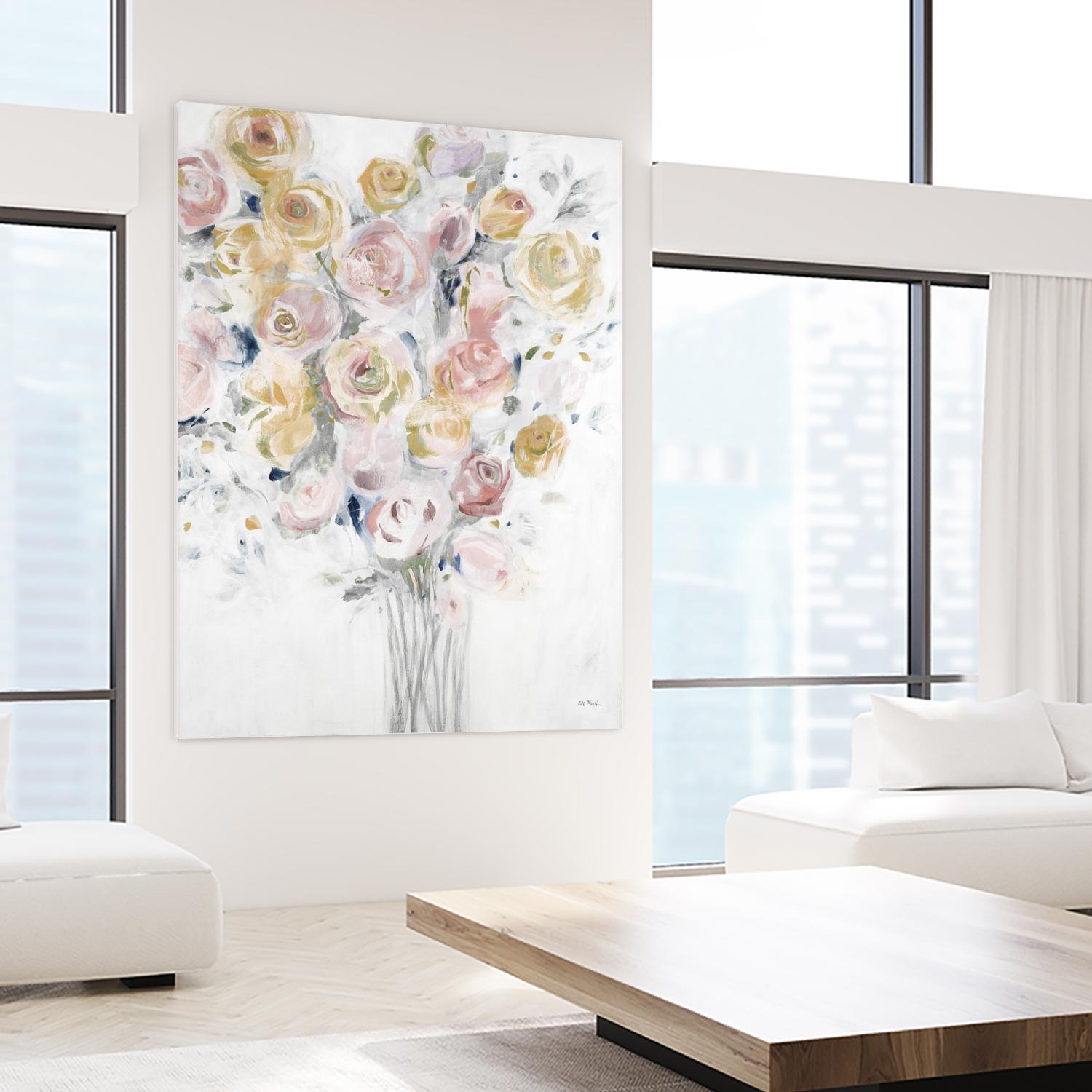 Cantata by Jill Martin on GIANT ART - pinks, oranges florals, botanicals